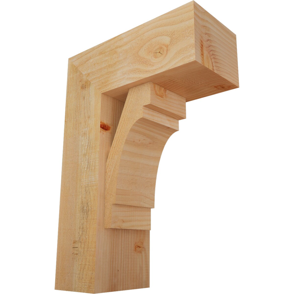 Ekena Millwork 1463265 Merced block rough sawnbracket with offset brace 8-in x 18-in x 26-in Douglas fir Brown Wood Standard bracket