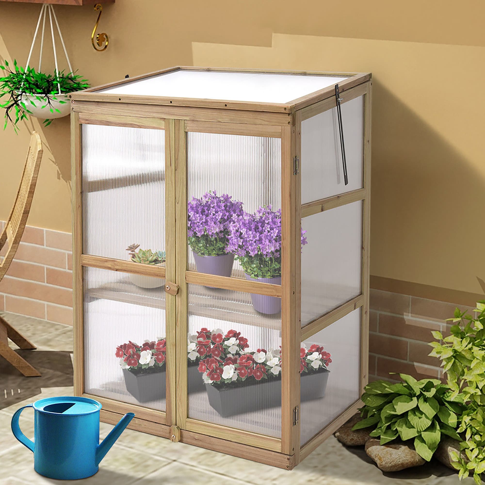 Costway 2.5-ft L x 1.9-ft W x 3.6-ft H Wood Greenhouse Kit in the ...