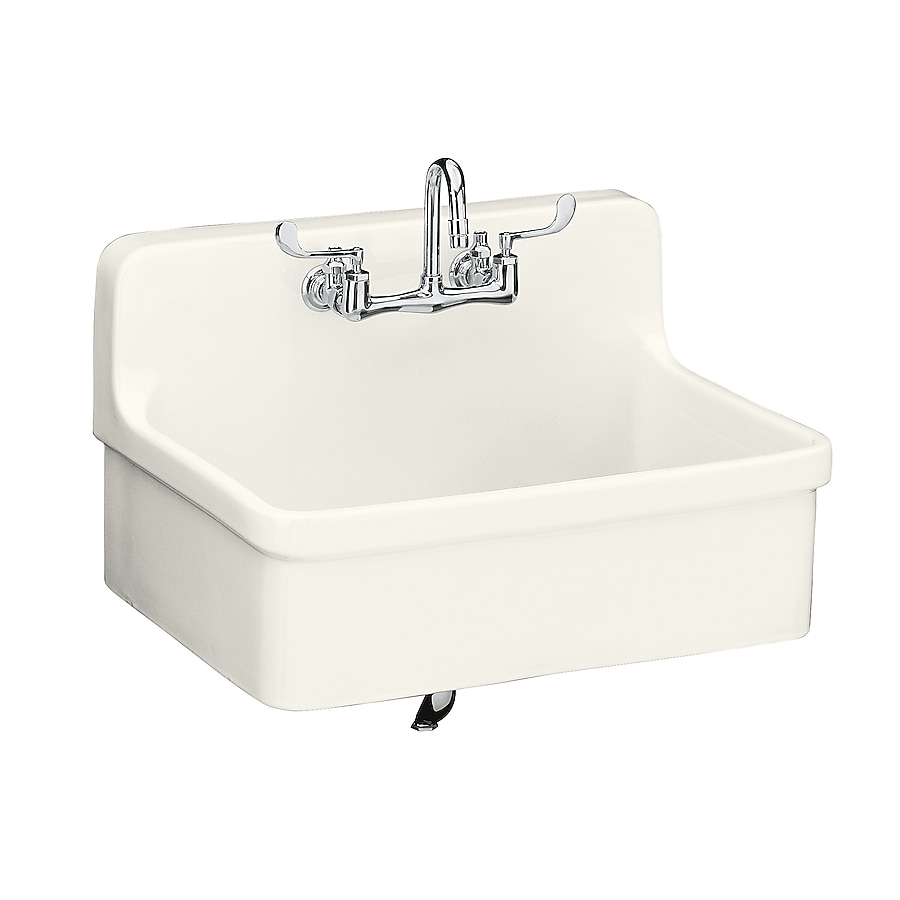 Wall Mount Vitreous China 30 in. 2-Hole Single Bowl Kitchen Sink Kit in White Wall Mount Vitreous China 30 in. 2-Hole Single Bowl Kitchen Sink Kit in White