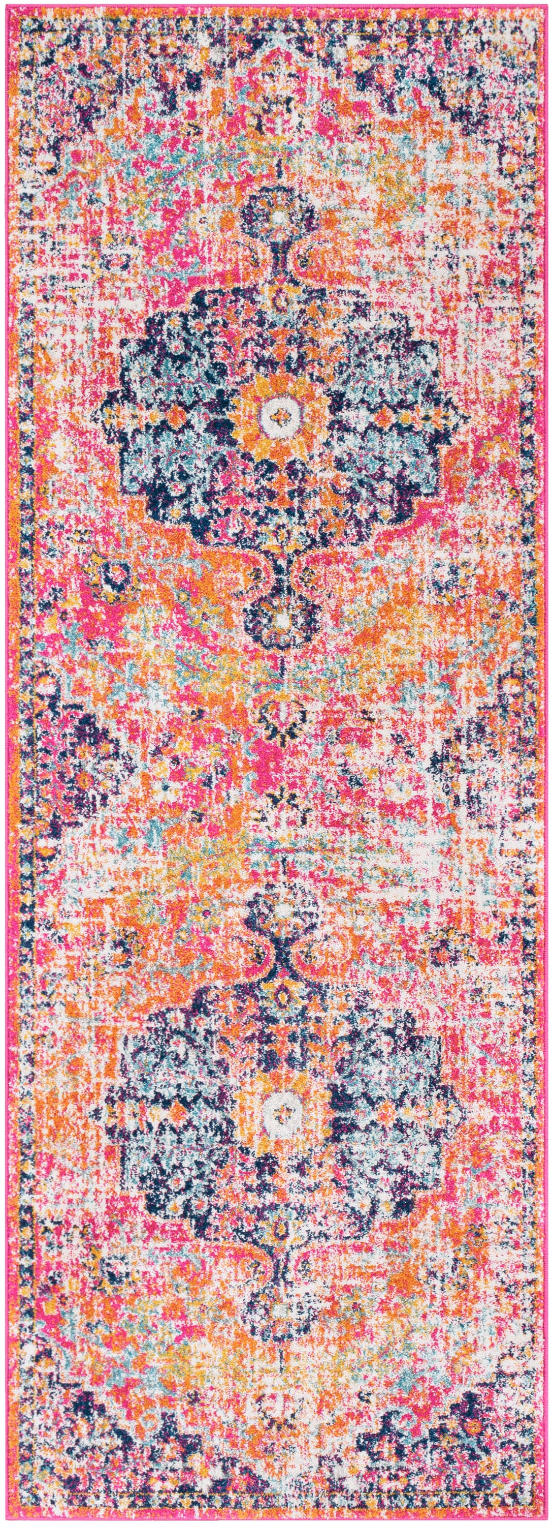 Bohemian Multi-Color Floral Motif Runner Rug