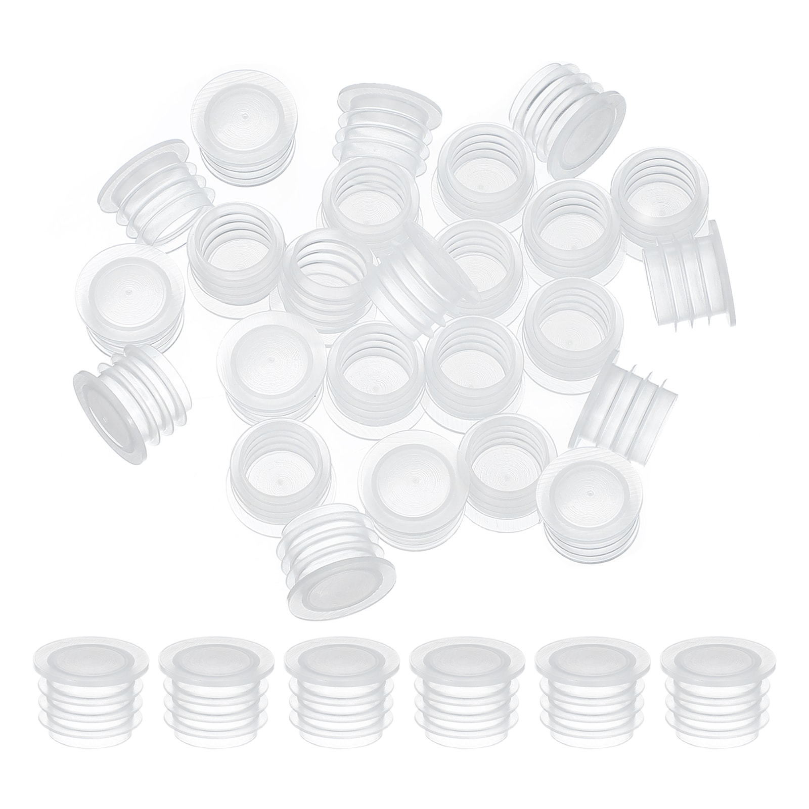 PATIKIL Salt and Pepper Shaker Stoppers 13mm/0.51inch 50pcs Plastic Salt Shaker Plug Replacement Reusable Clear Round End Cap for Pots Bottles Pipes