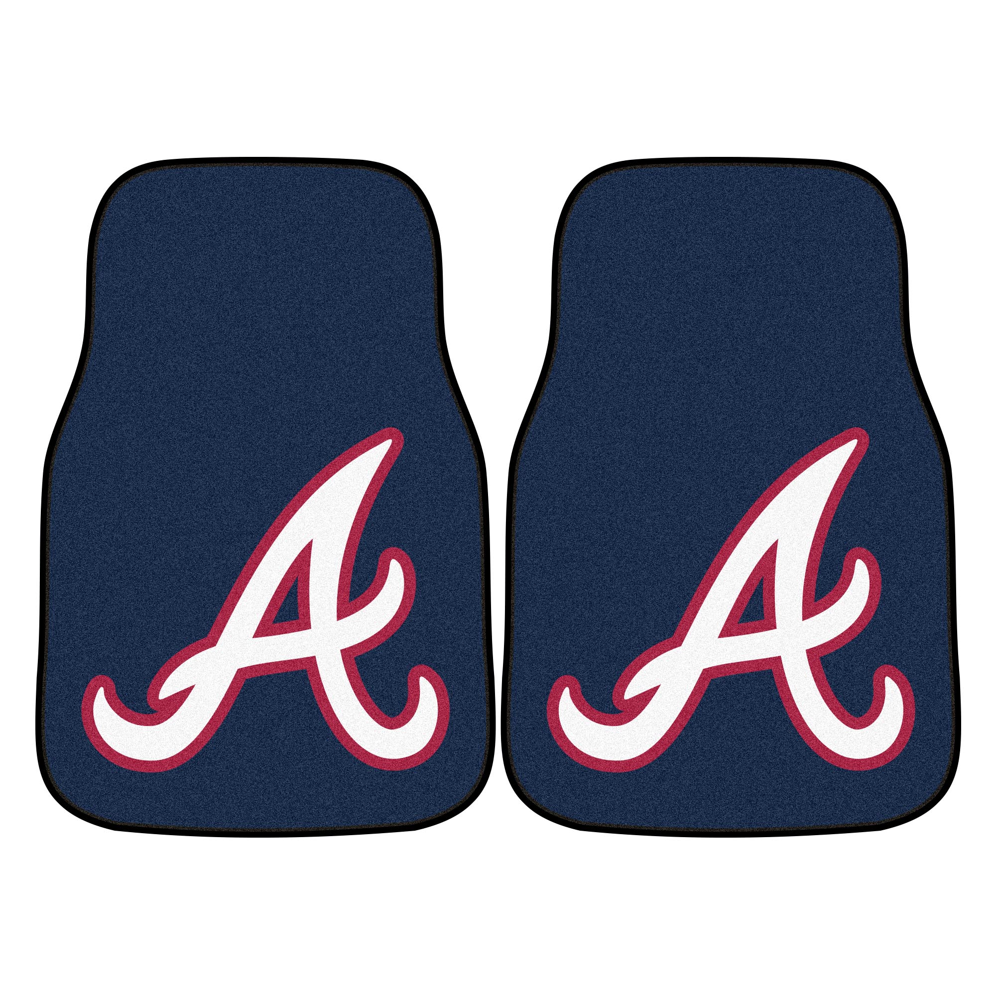 FANMATS Atlanta Braves MLB 2-pc Carpet Car Mat Set 2-Pack Floor