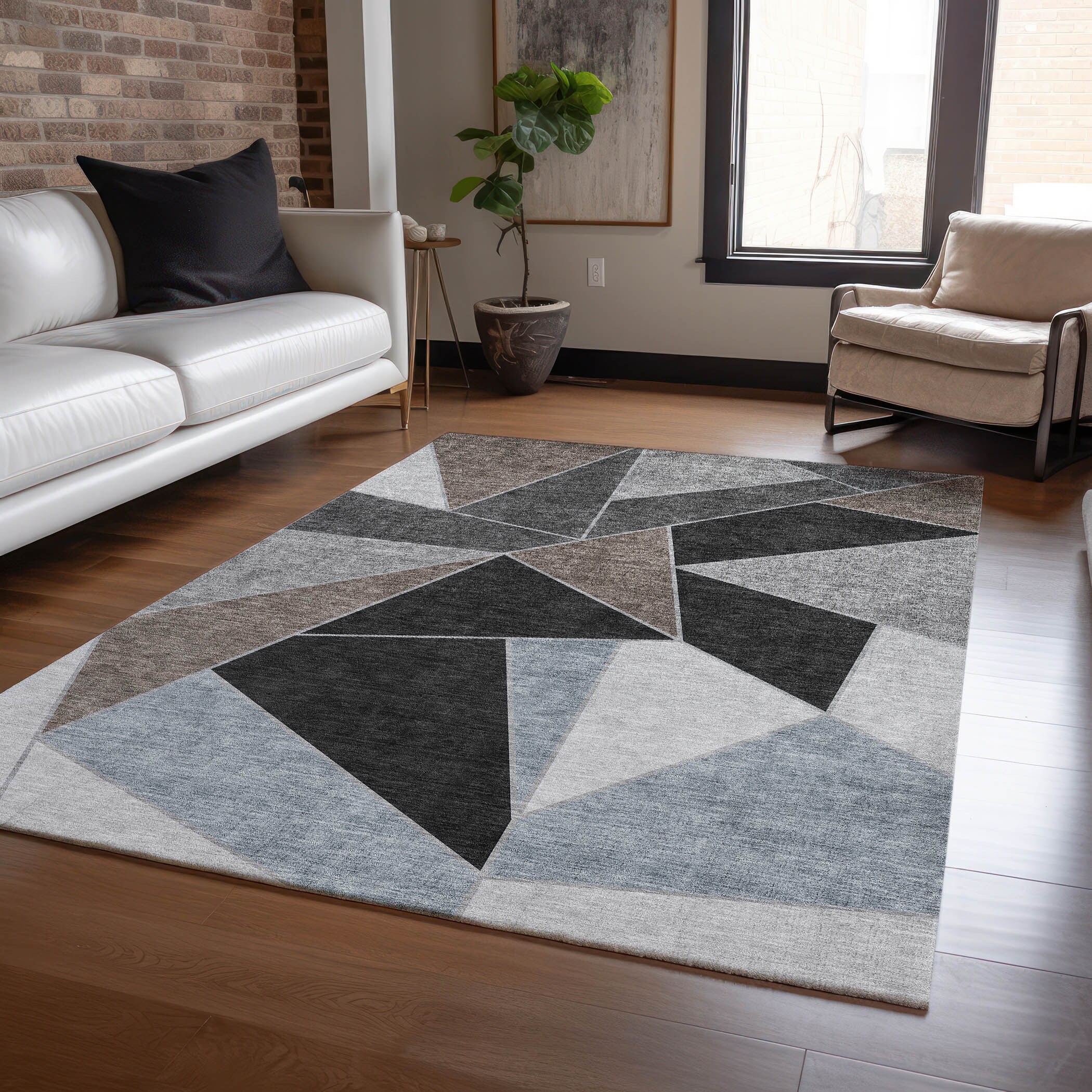 Addison Rugs ACN636CH3X5 Chantille ACN636CH 3 x 5 (ft) Polyester Chocolate Rectangular Indoor/Outdoor Geometric Machine washable Area rug