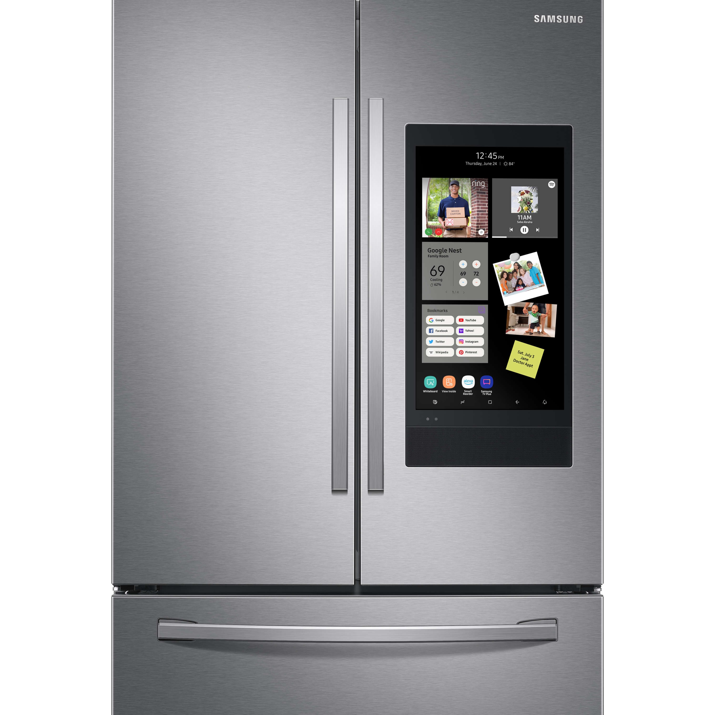 Samsung Family Hub 27.7-cu ft Smart French Door Refrigerator with Ice Maker  (Fingerprint Resistant Stainless Steel) ENERGY STAR at