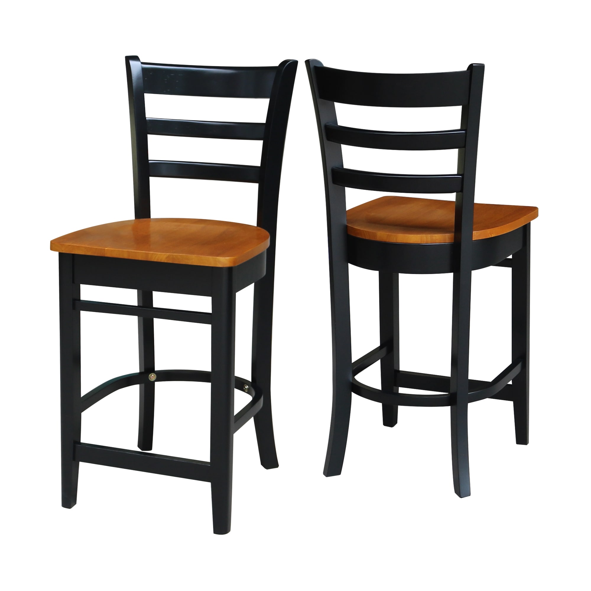 Emily Black and Cherry Wood Counter Height Barstool
