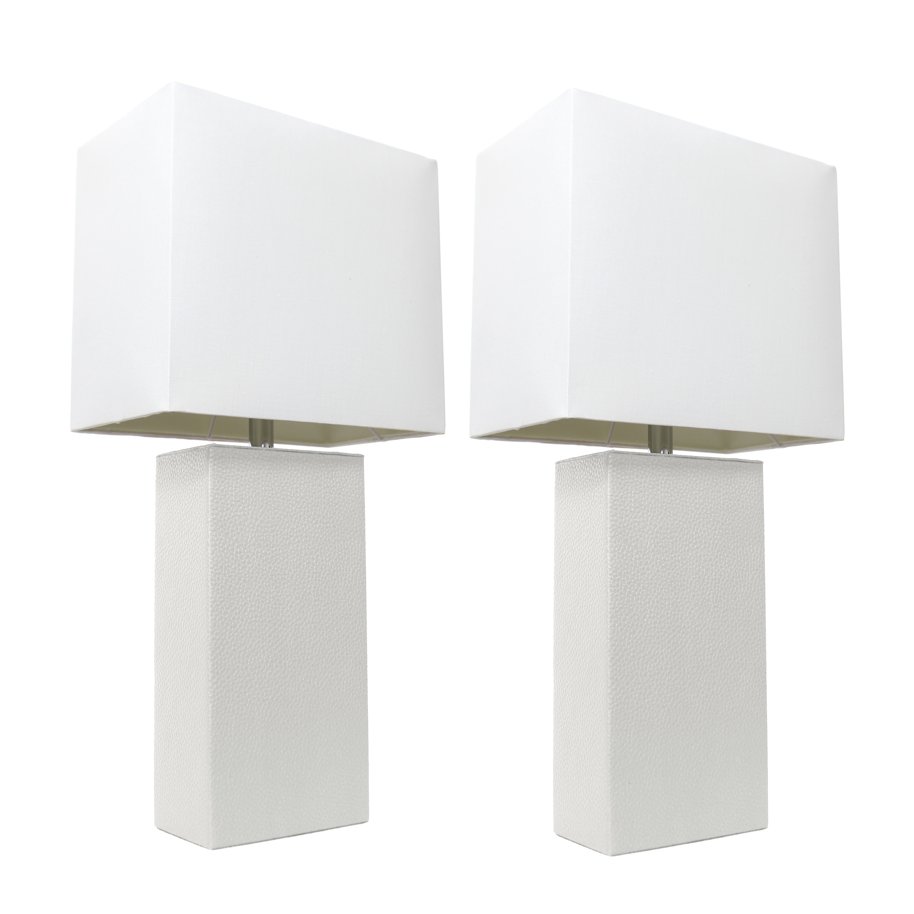 Lalia Home LHT-3008-WH-2PK Lexington 21-in White/White Shade LED On/Off switch Table Lamp with Fabric Shade 2 -Set