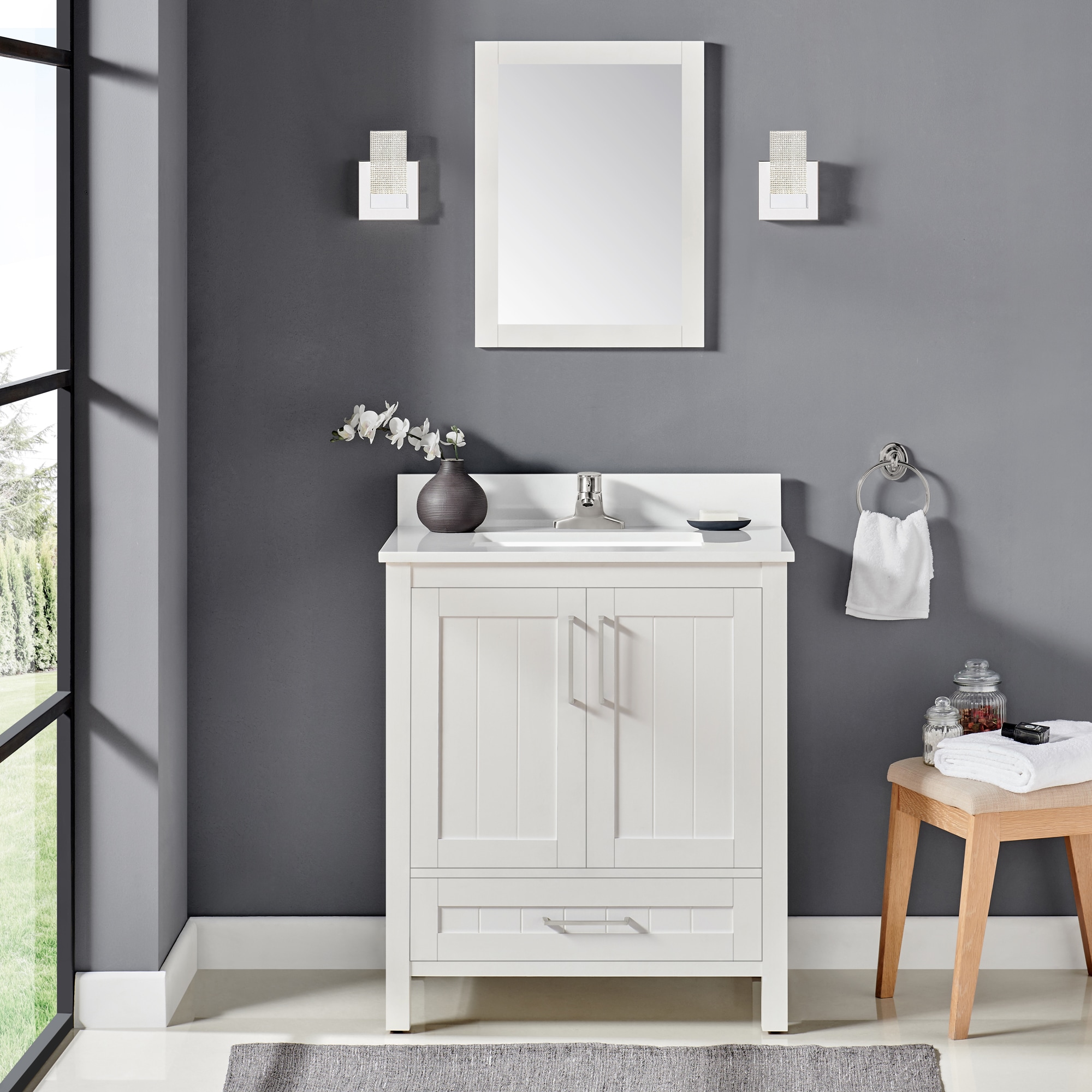 OVE Decors Cliff 30-in White Undermount Single Sink Bathroom Vanity ...