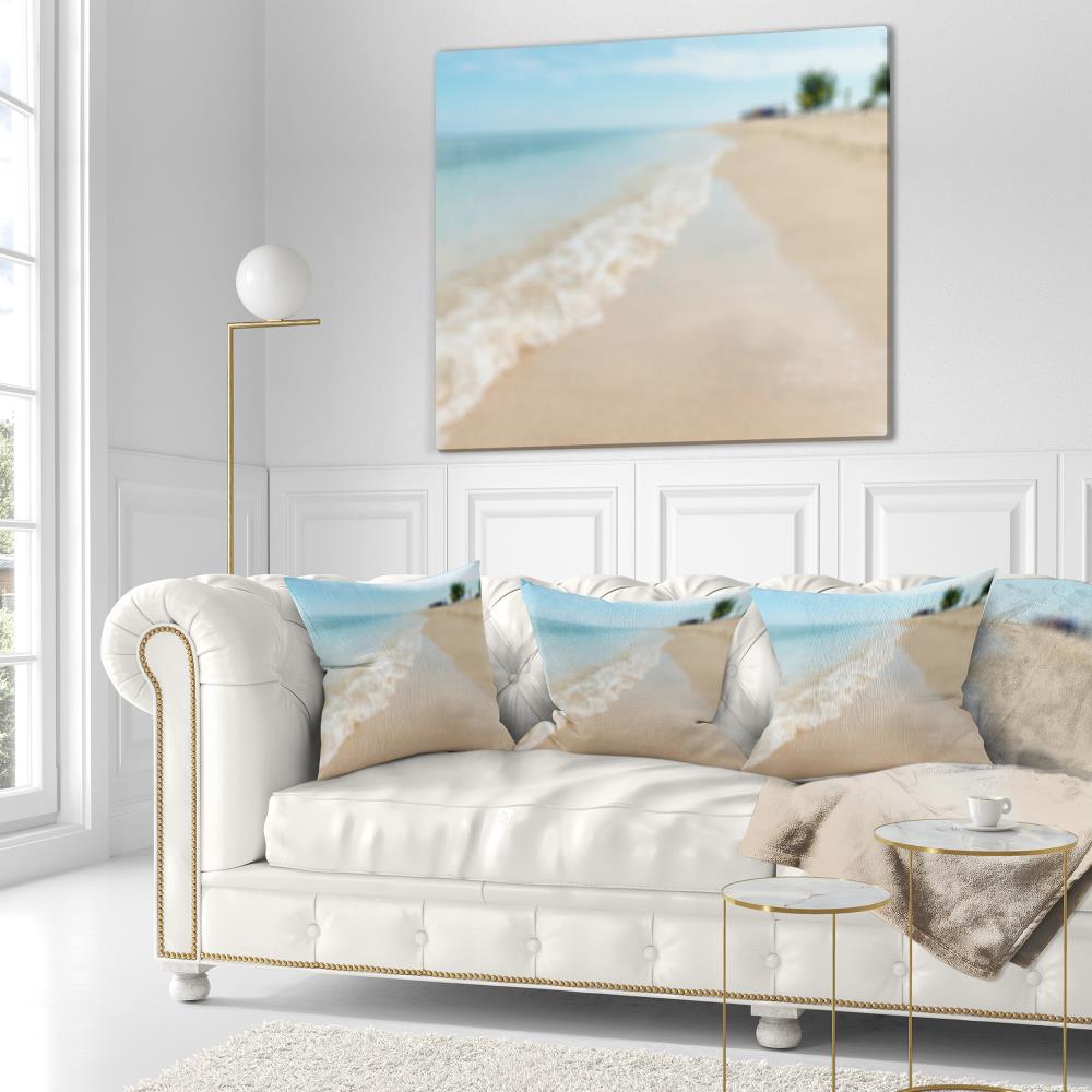 Blue Tropical Island Beach Waves Square Throw Pillow