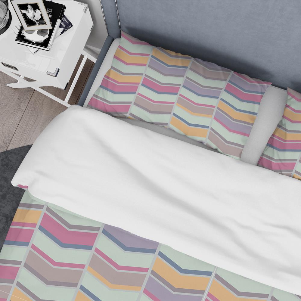 Modern Mid-century Full/Queen Geometric Multicolor Microfiber Bedding Set