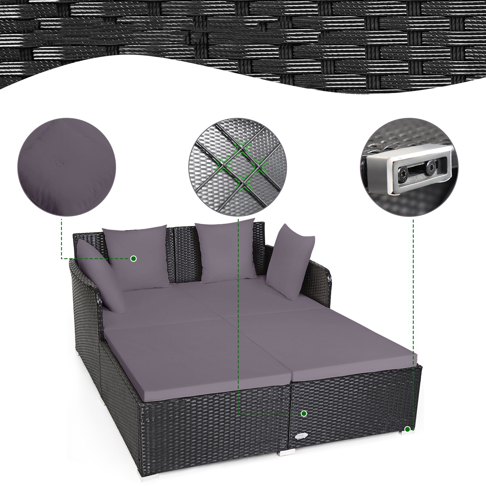 Costway HW67329GR Patio-Sofas-Daybeds - View #3