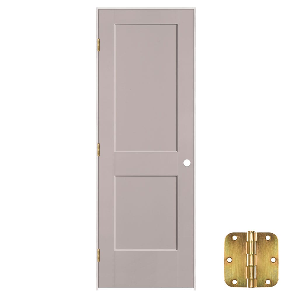 Masonite 641272 32-in x 80-in Driftwood Solid core 2-panel square Right hand Smooth Prefinished Molded composite Flat Jamb Single Prehung Interior Door