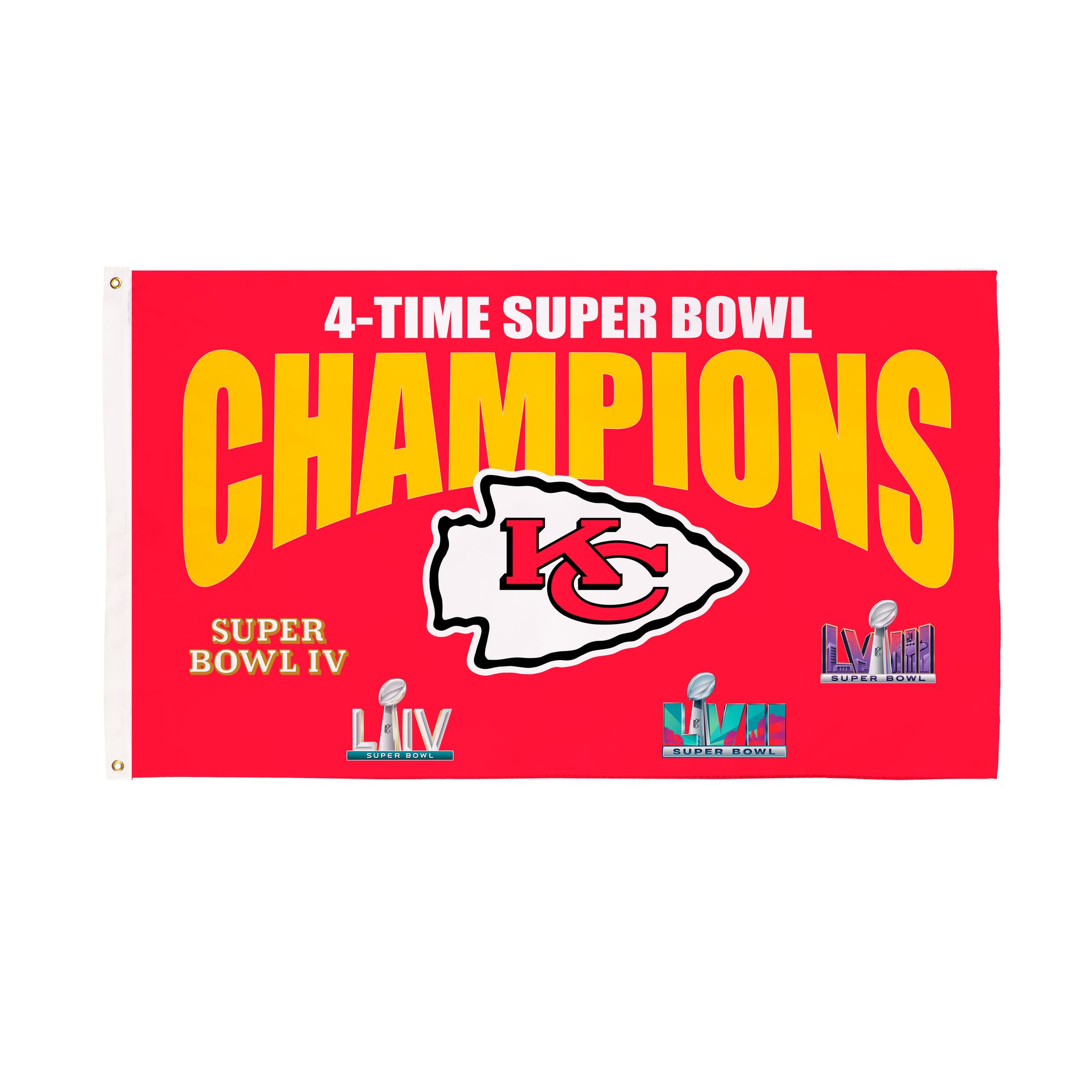 Team Sports America Kansas City Chiefs Multi-Win Superbowl Champions 3x5 Outdoor Flag Grommets