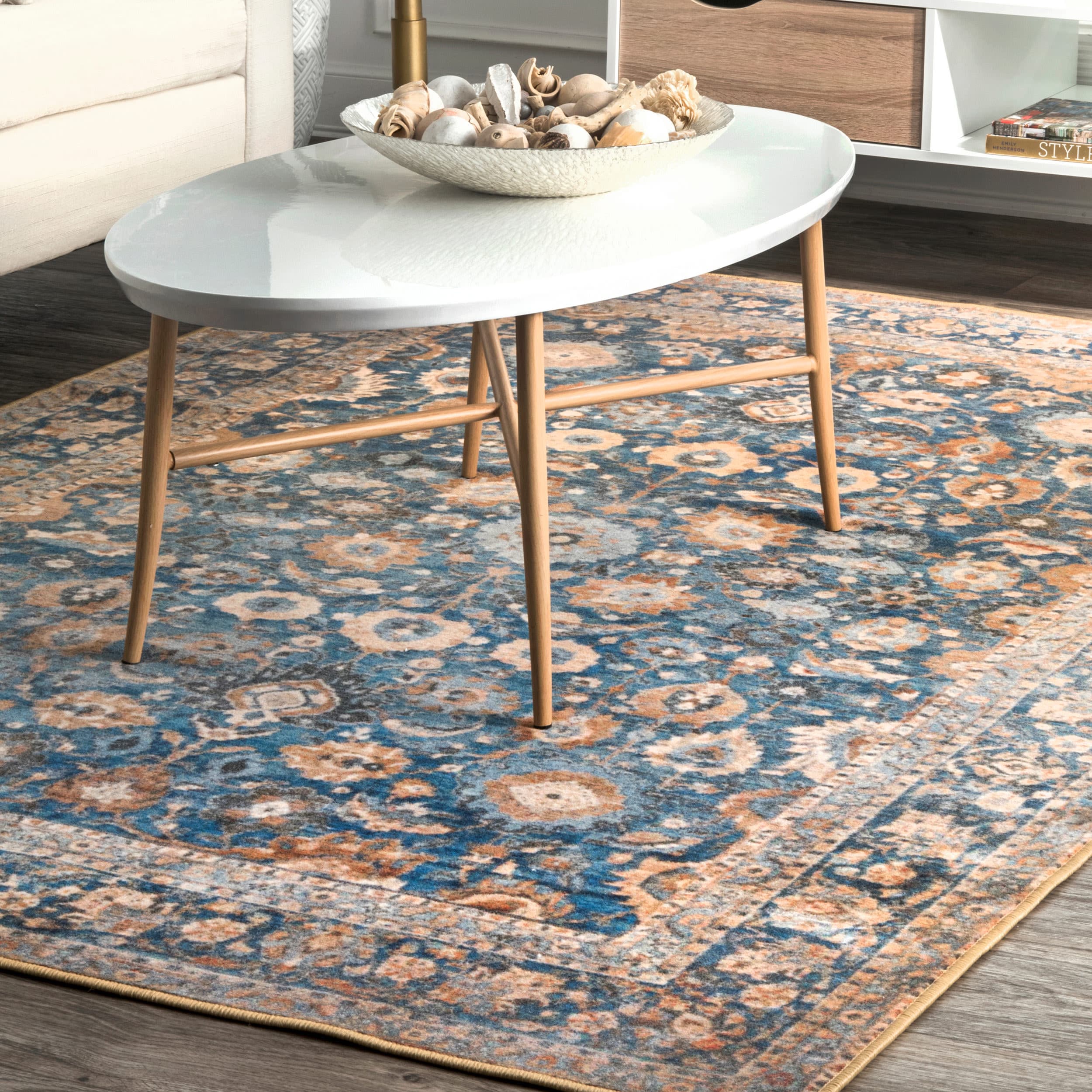 nuLOOM DISA03A-5508 5 x 8 (ft) Loomed Synthetic Blue Rectangular Indoor Distressed/Overdyed Vintage Area rug