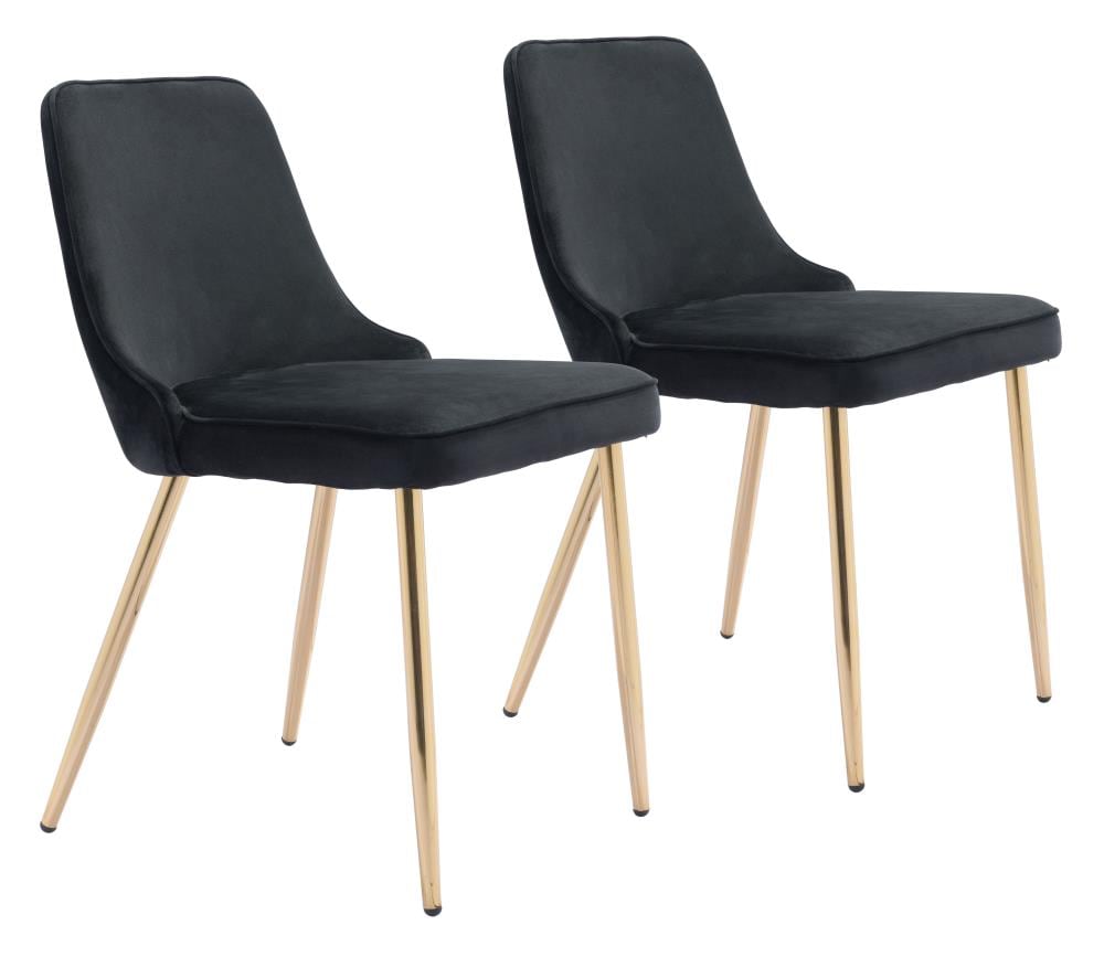 Zuo Modern 100856 Set of 2 Merritt Contemporary/Modern Polyester/Polyester Blend Upholstered Dining Side Chair (Metal Frame)