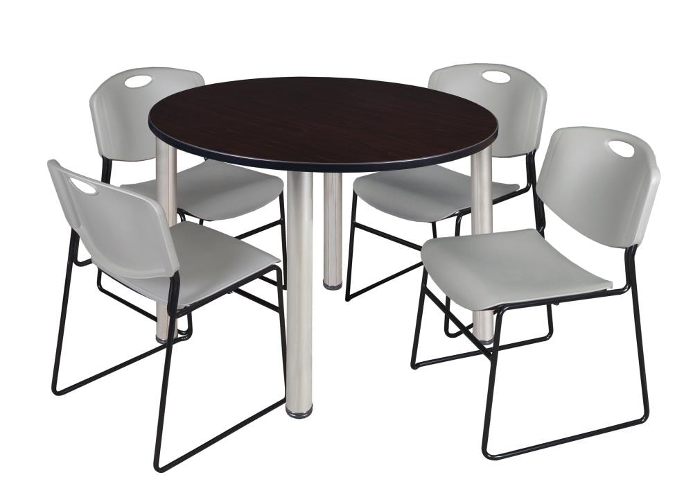 Regency TB48RNDMWBPCM44GY Breakroom Brown 4-Person Training Table (48-in W x 29-in H)