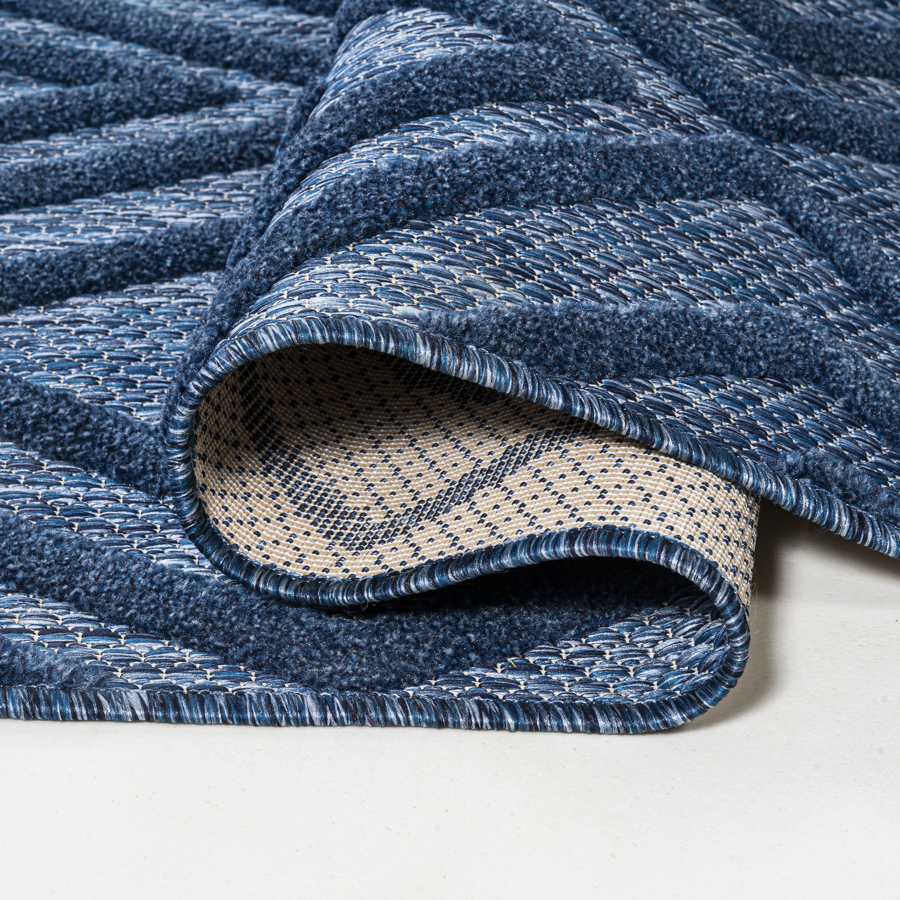 Navy Diamond Flat Woven Indoor/Outdoor Area Rug