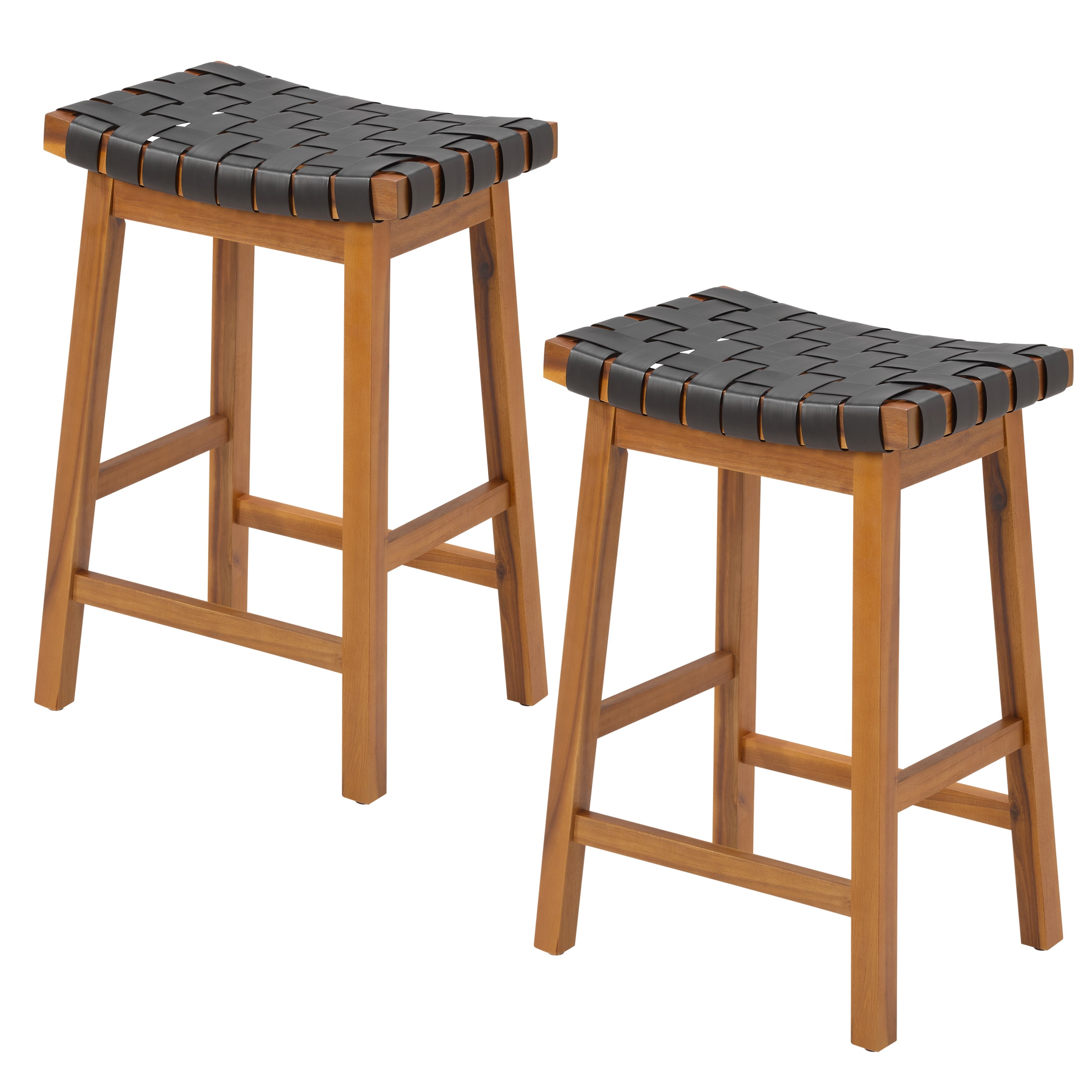 prilinex 35132106 Set of 2 Brown 25-in H Counter height (24-in to 27-in) Saddle Seat Upholstered Wood Bar Stool