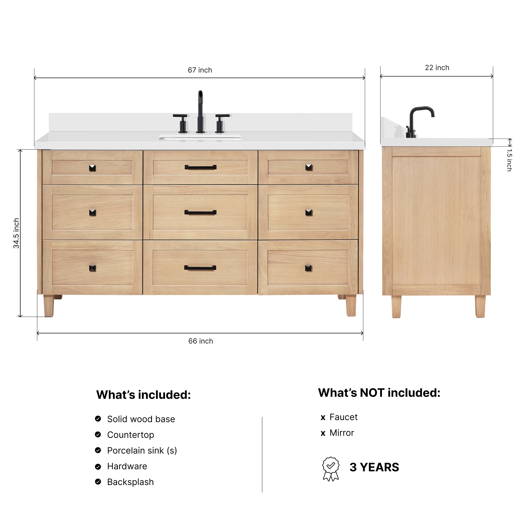 ARIEL B67WQRVOWOA Bath-Vanity-Combo - View #4