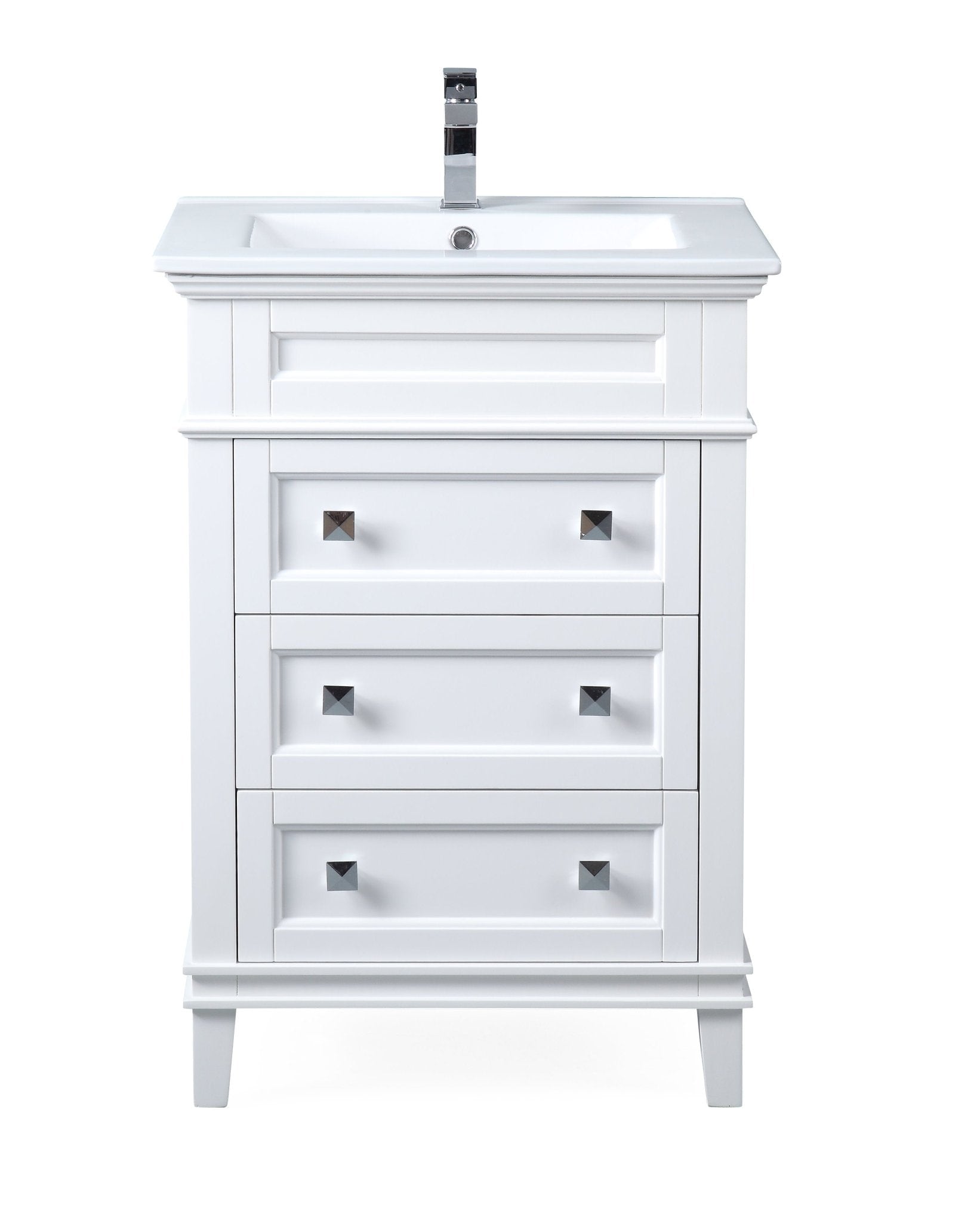 Tennant Brand ZK-1810-Z24AW 24 Inch Felix White Modern Small Bathroom Vanity