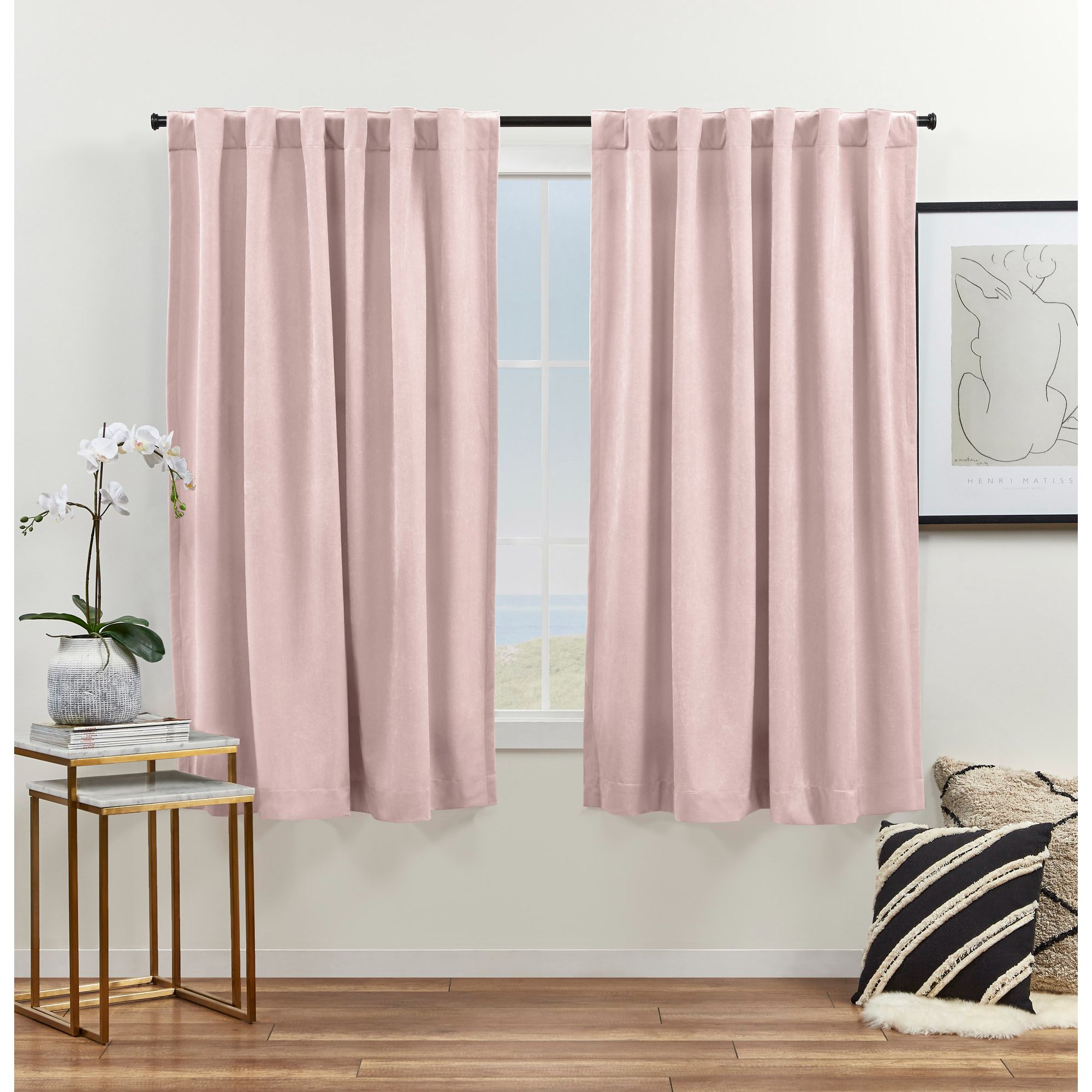 Exclusive Home YC013571DSEHA1 A261 63-in Blush Light filtering Back tab Curtain panel pair