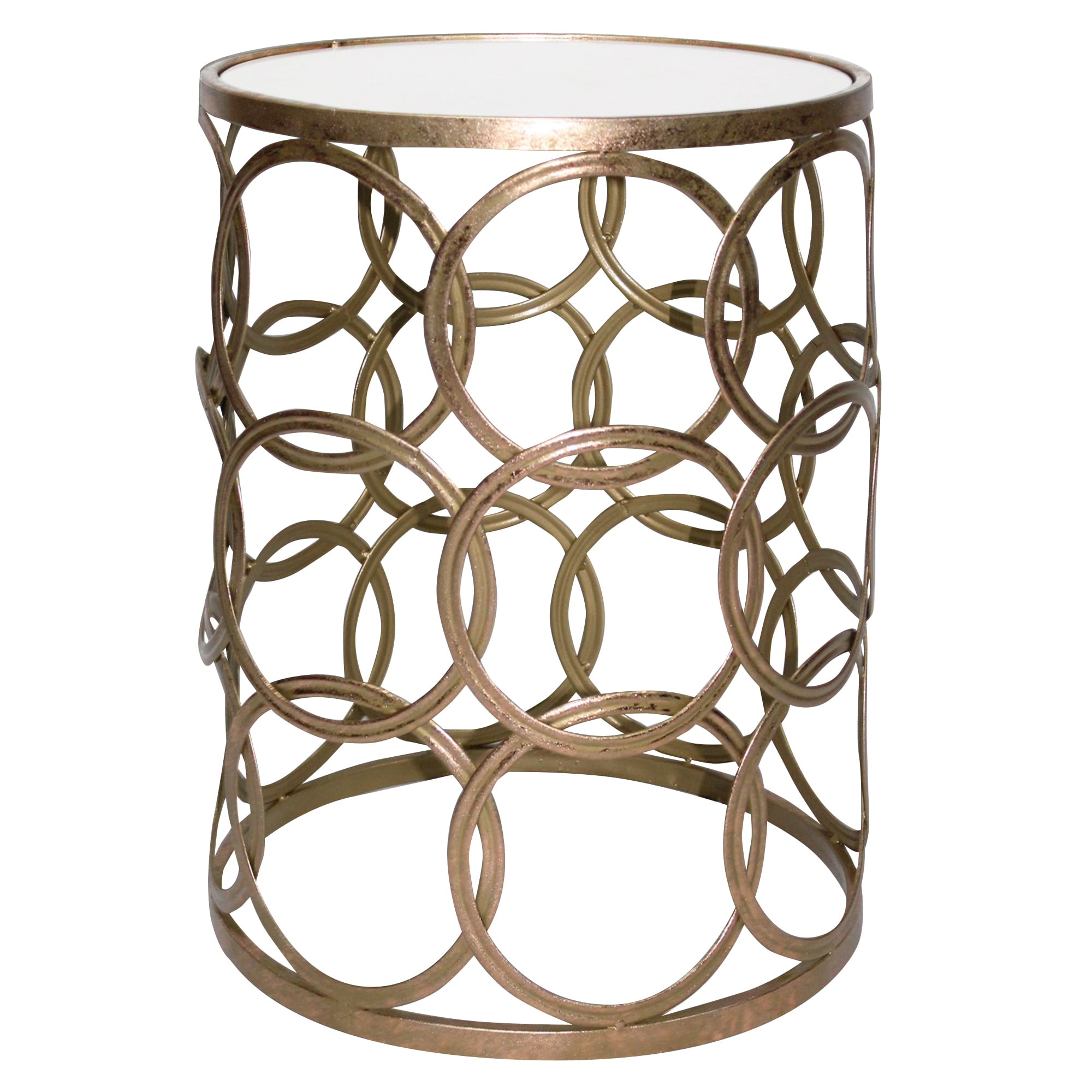 FirsTime 70030  and Co 16.75-in W x 22-in H Gold Granite/Marble Round Glam End Table Fully Assembled