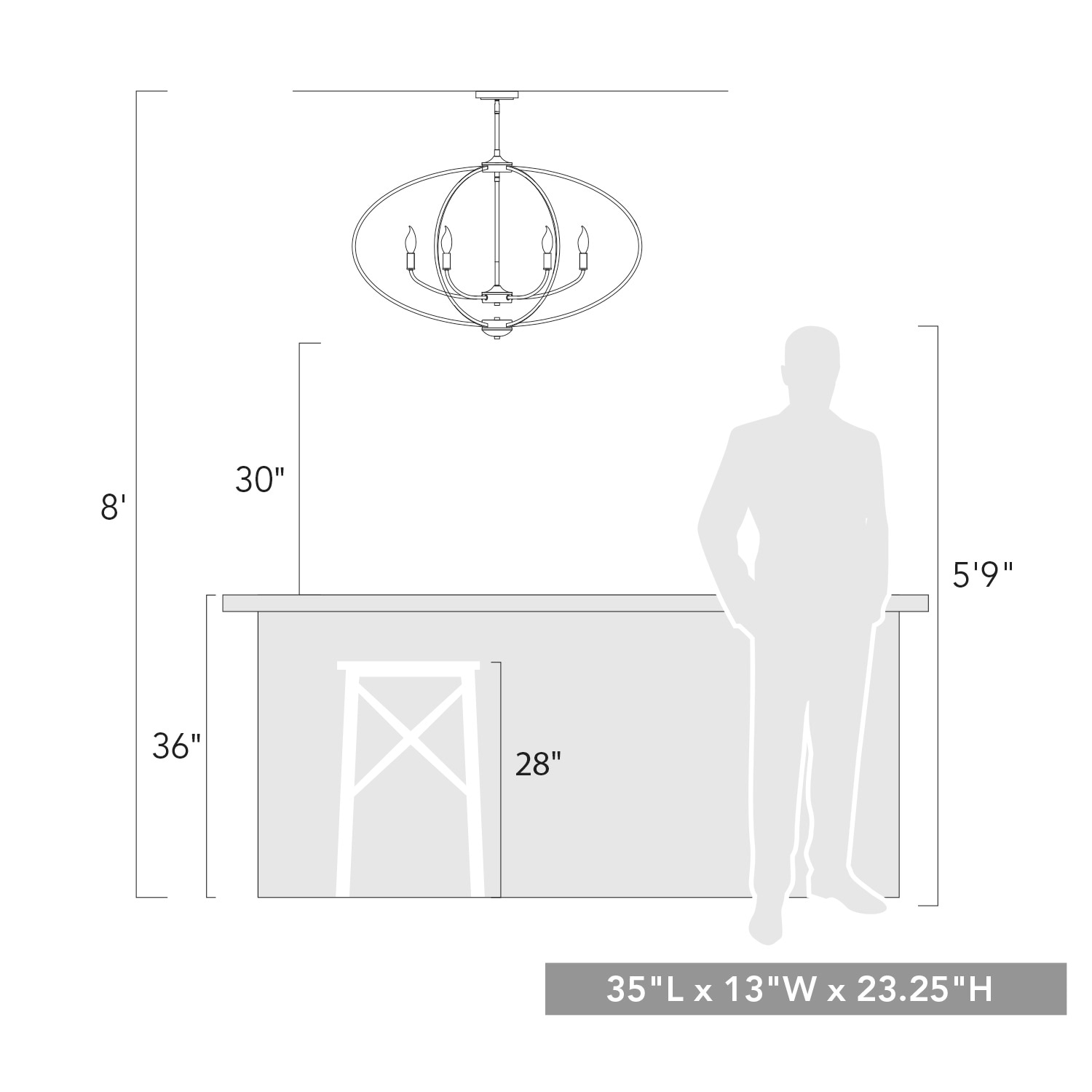 Etruscan Bronze Curvaceous 34.5" Linear Pendant Light
