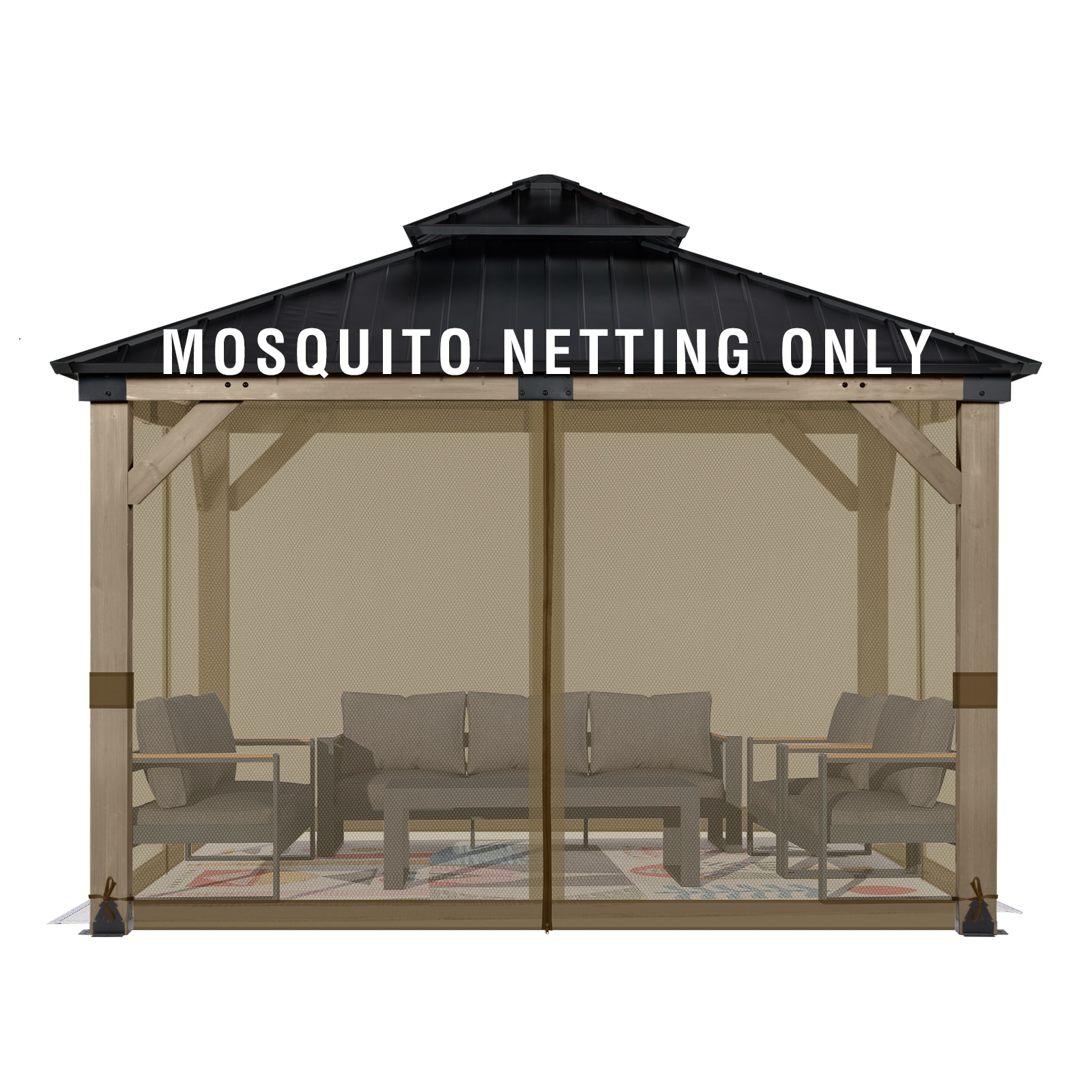 Aoodor A002-PBNBN 12.0-ft x 10.0-ft Gazebo Universal Netting Brown Gazebo insect net