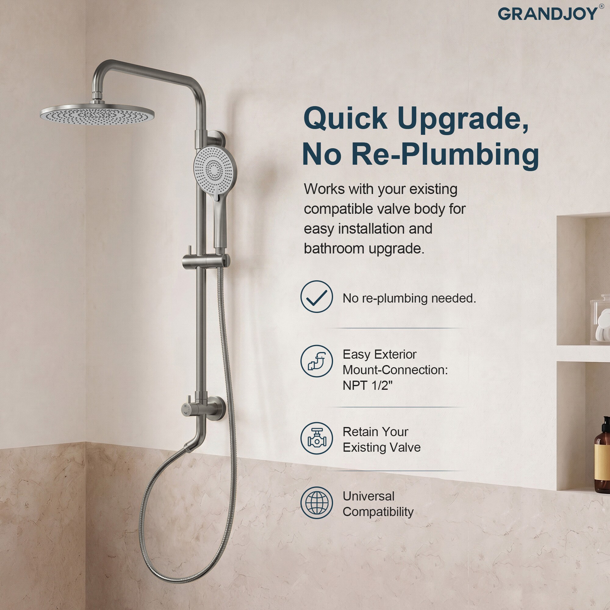GRANDJOY SGF13GJ-28R-BN Tub-Shower-Faucets - View #6