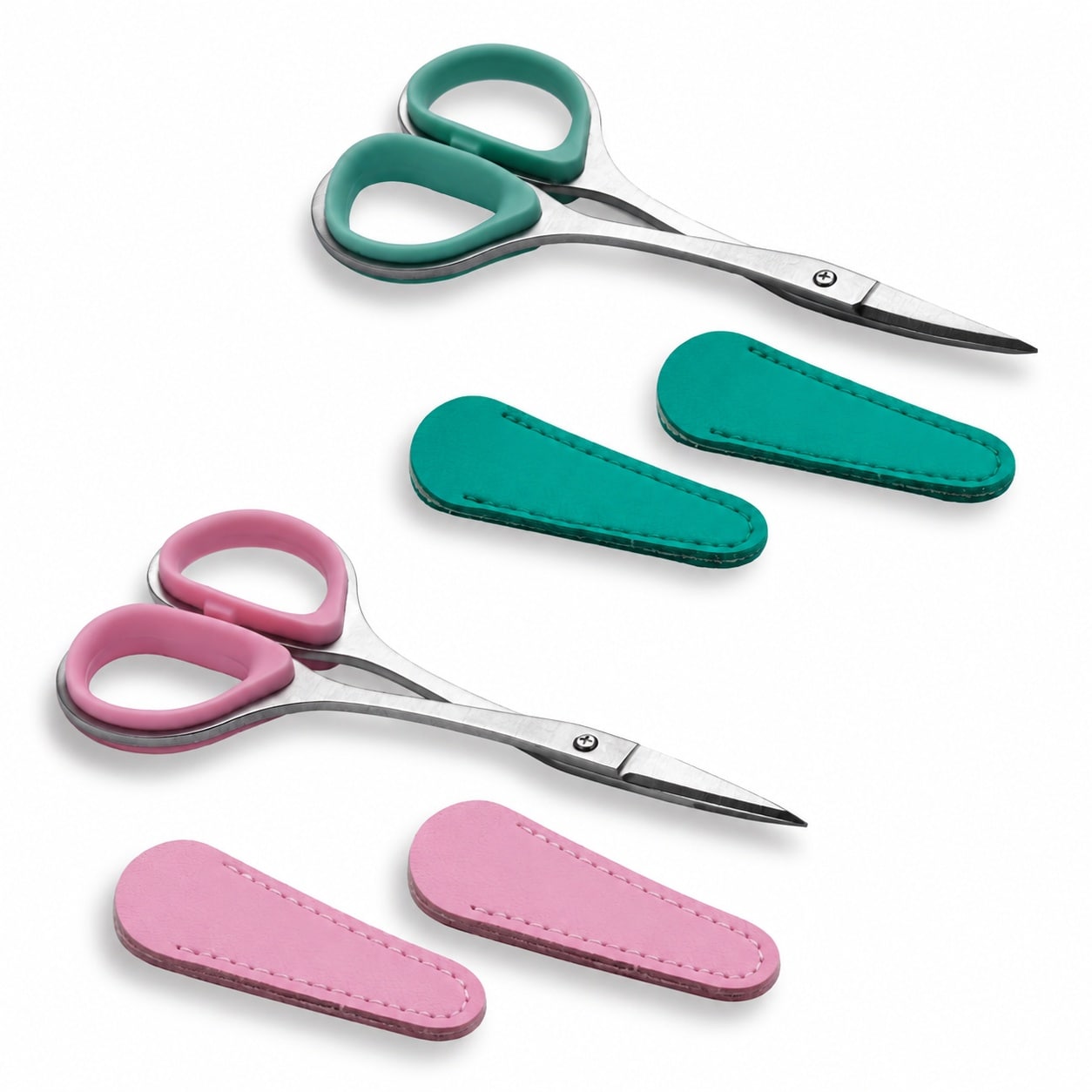 Linder Group Inc Sewing Scissor Set 2 pcs Curved and Straight Stainless Steel Precision Blades for Quilting Embroidery Knitting Crochet Thread Yarn Paper Fabric