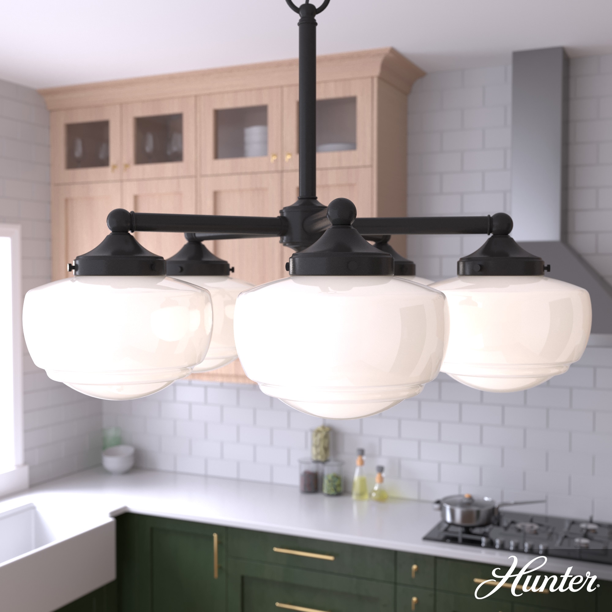Hunter 19361 Saddle Creek 5 -Light Satin Bronze Transitional For Use in Bedrooms, Dining Rooms, Foyers, Kitchens, Living Rooms Chandelier