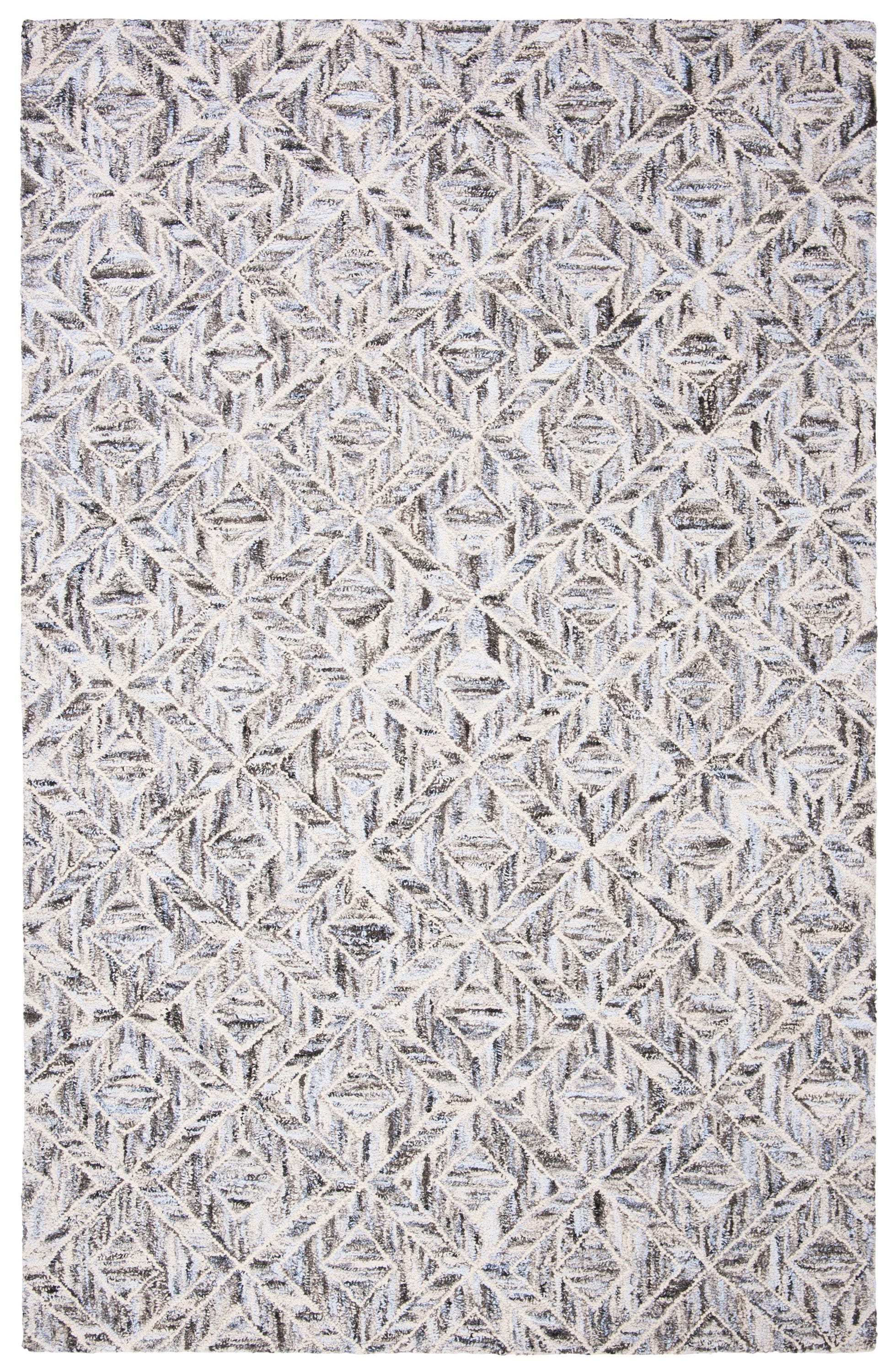 Gray Abstract Handmade Wool and Viscose 4' x 6' Rug