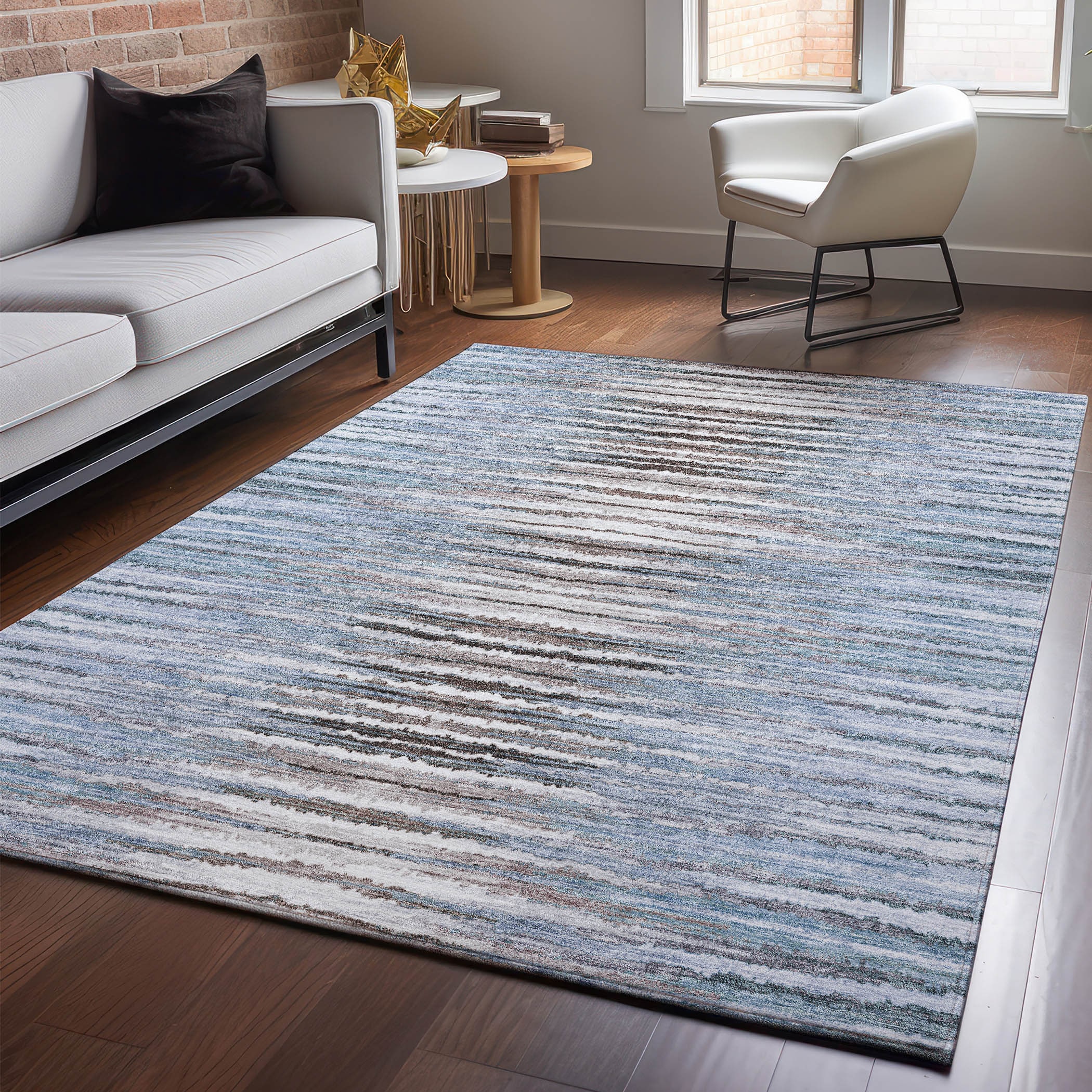 Addison Rugs AMF604SK3X5 Mayfield AMF604SK 3 x 5 (ft) Loomed Polyester Sky Rectangular Indoor Geometric Machine washable Area rug