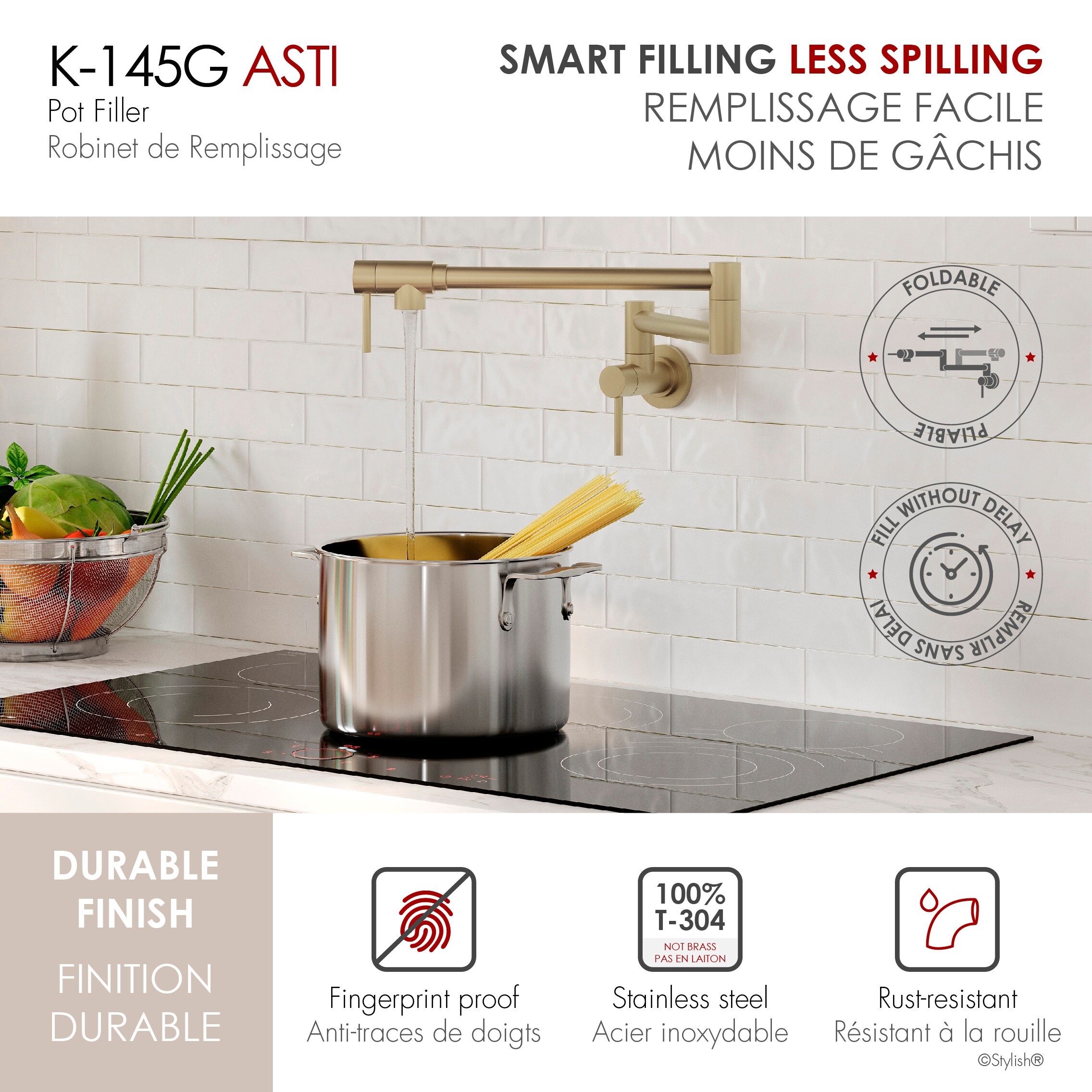 Stylish K-145G Kitchen-Faucets - View #3