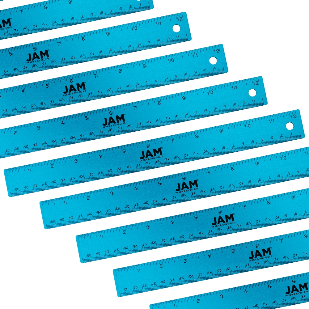 Jam Paper Stainless Steel 12-in Ruler - Black, Metal Yardstick - Durable, Accurate, and Stylish - Perfect for School, Office, and Crafts | 347M12BL