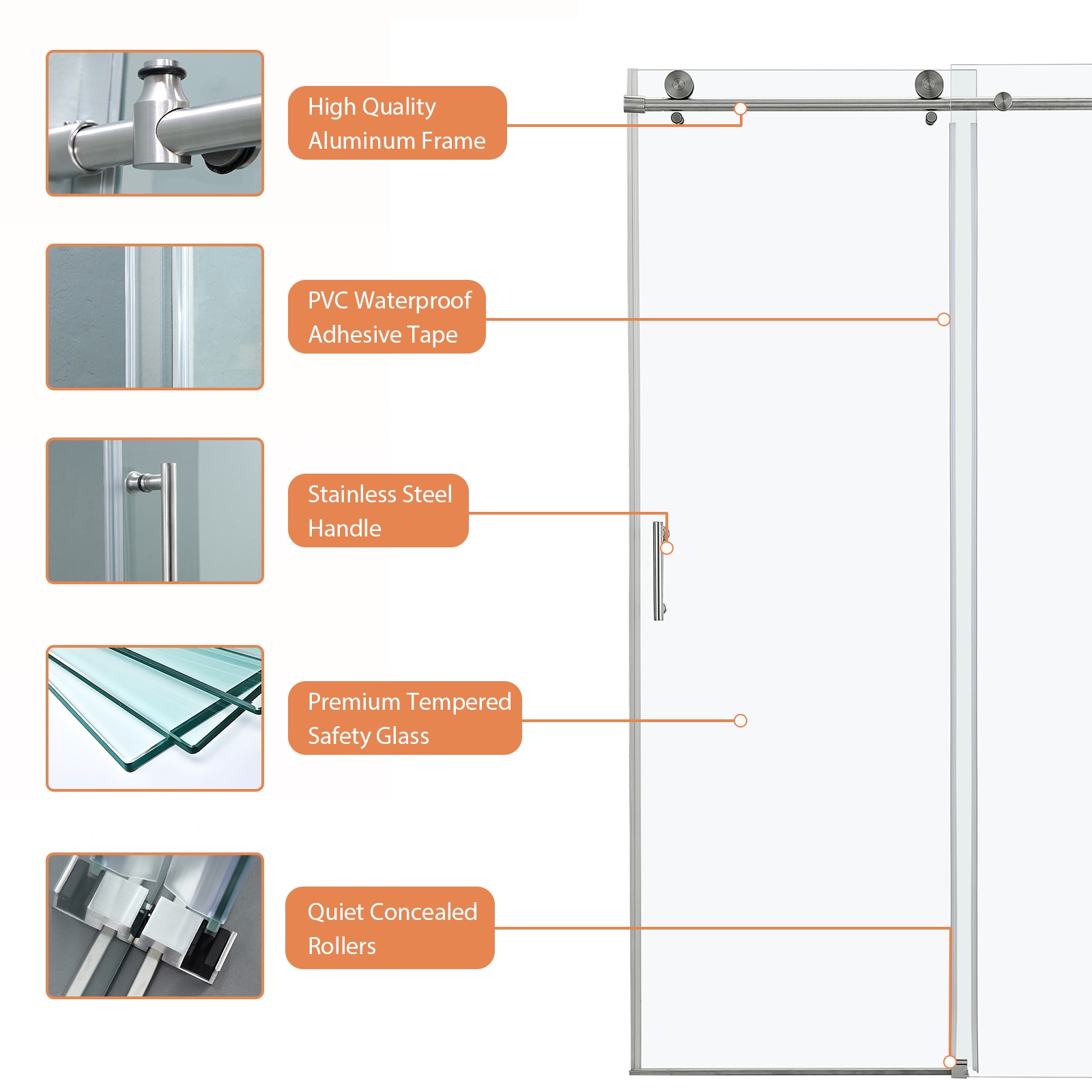Lordear HRB-LD-6A21-48SS Shower-Doors - View #6