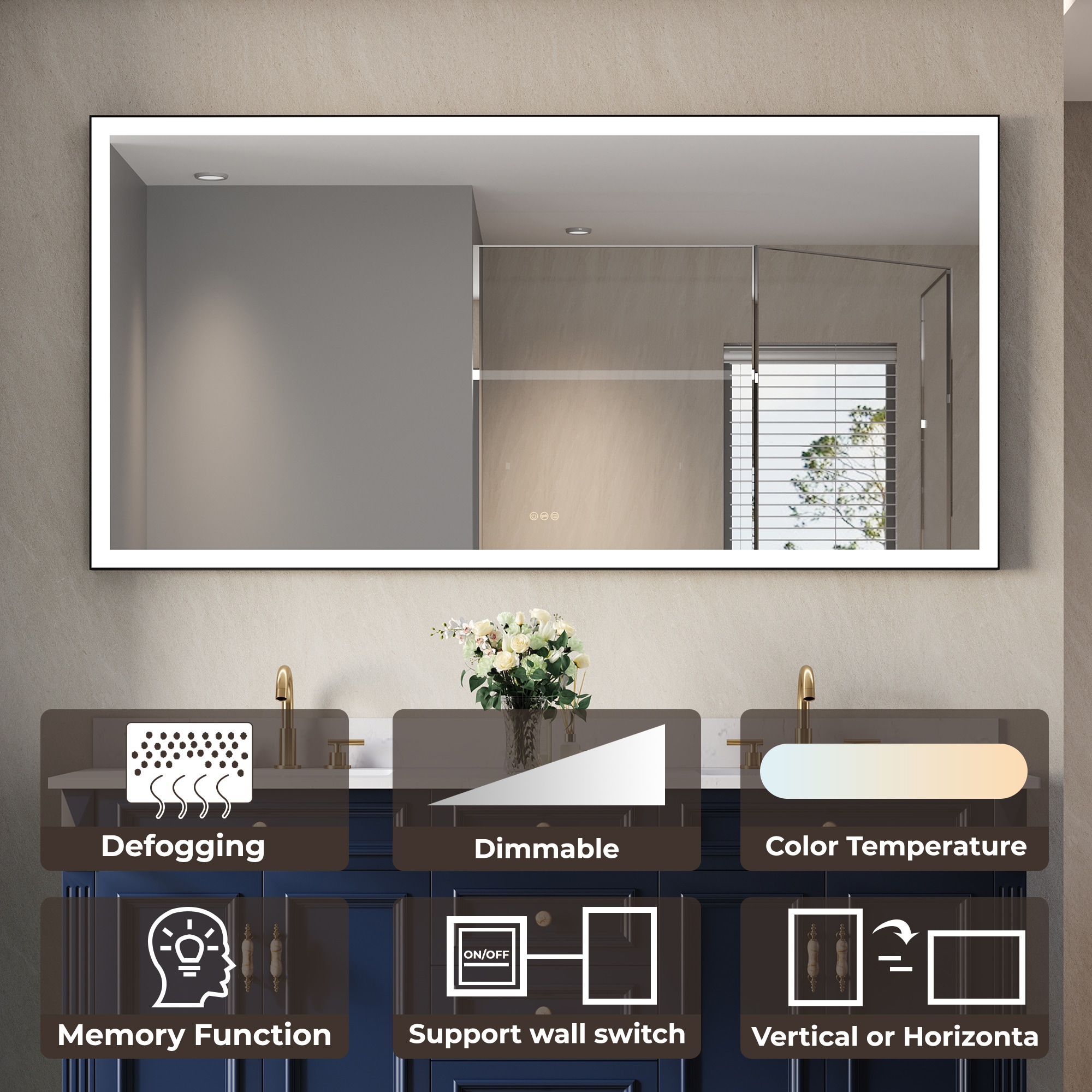 Forclover MEAM-5F7236MB Framed-Bath-Mirrors - View #3
