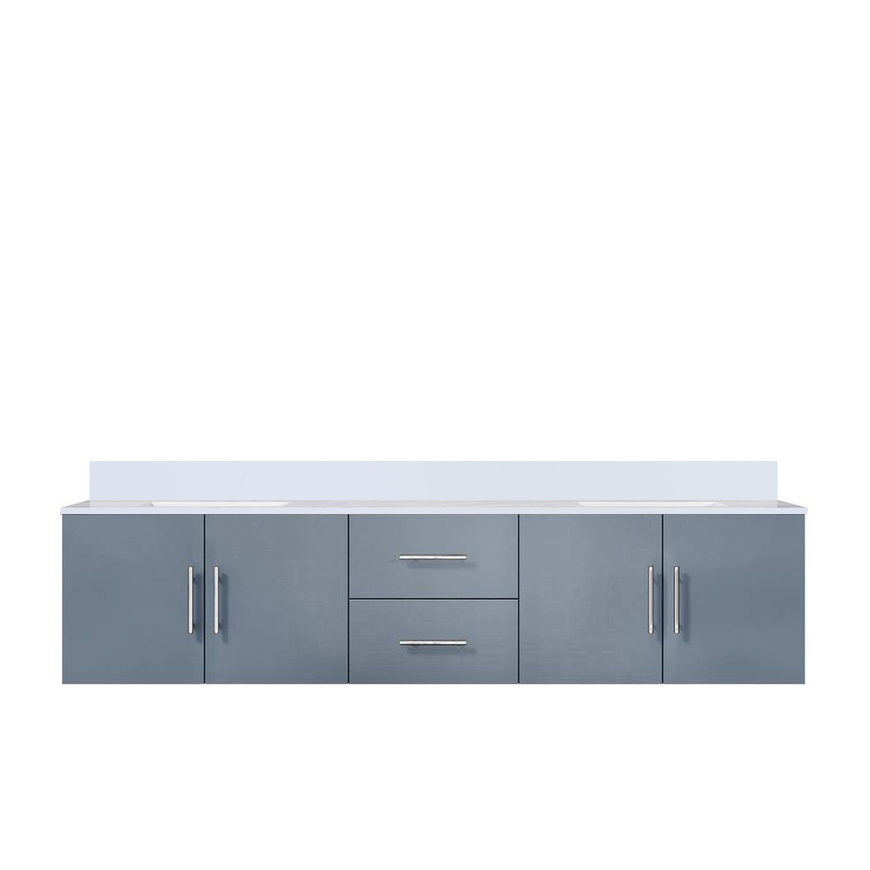 Lexora LVG80DB200 Geneva 80-in Dark Grey Undermount Double Sink Floating Bathroom Vanity with White Quartz Top