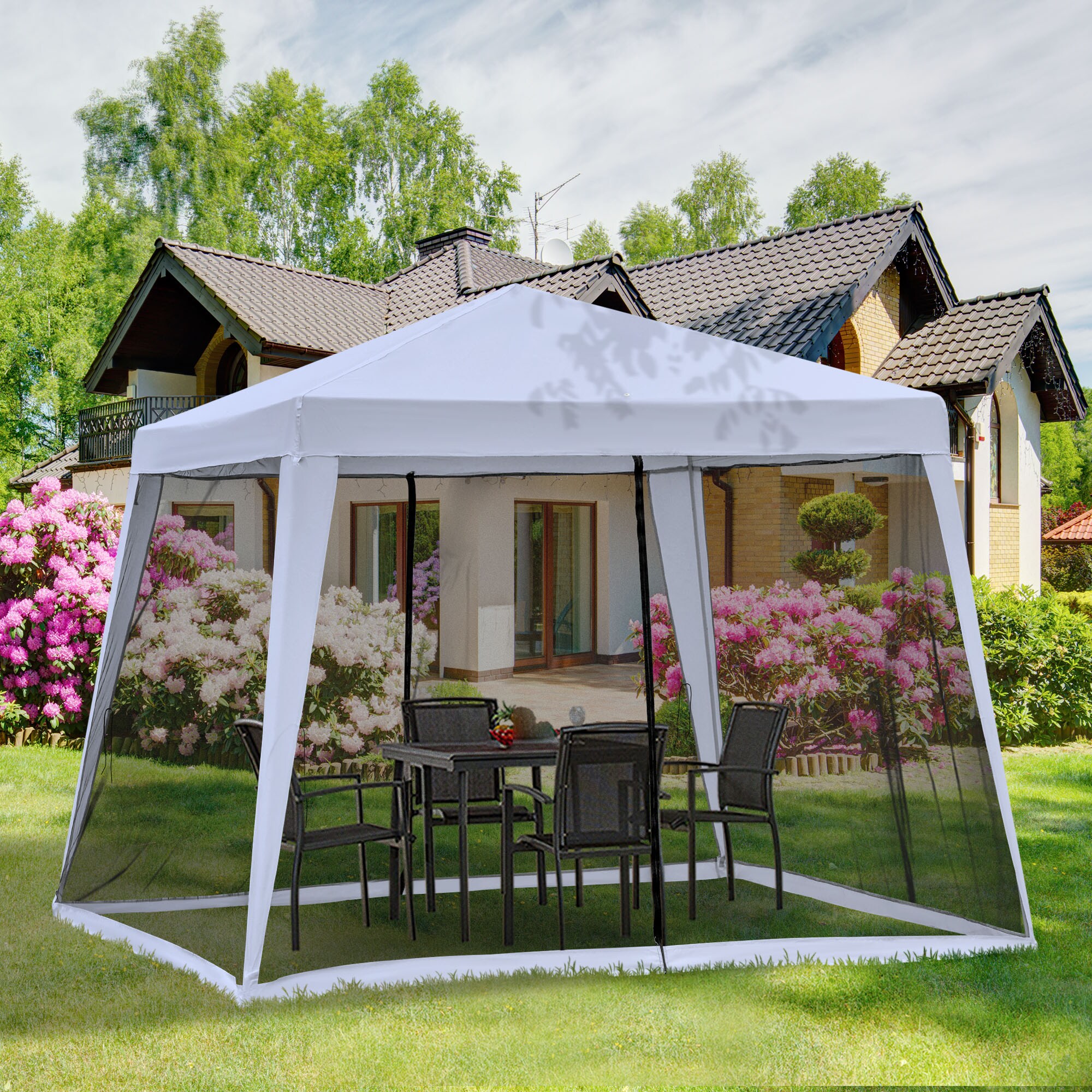 Outsunny 84C-090GY Wood-Resin-Gazebos - View #2