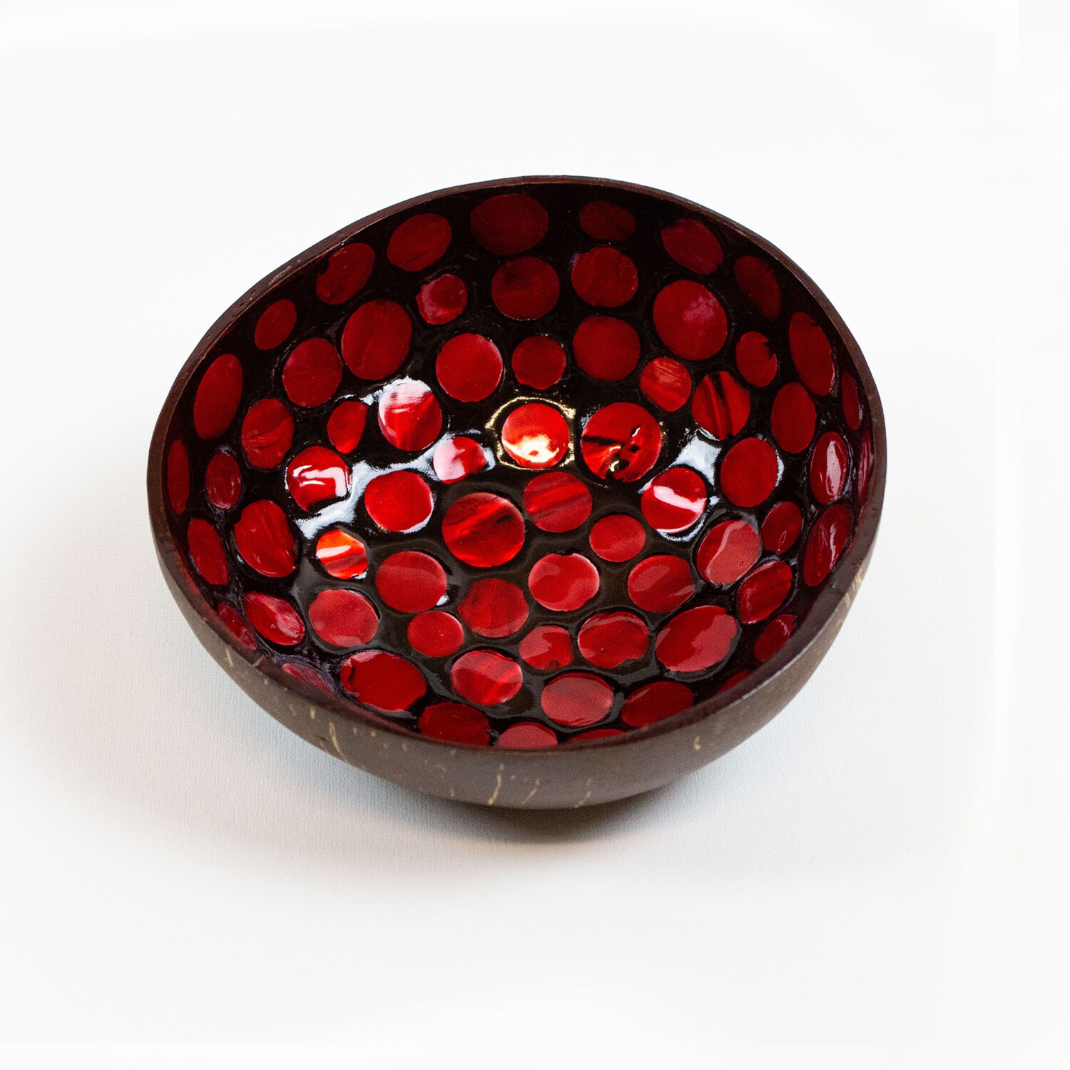 La Pastiche Red Coconut Shell Modern Decorative Bowl In The Decorative ...