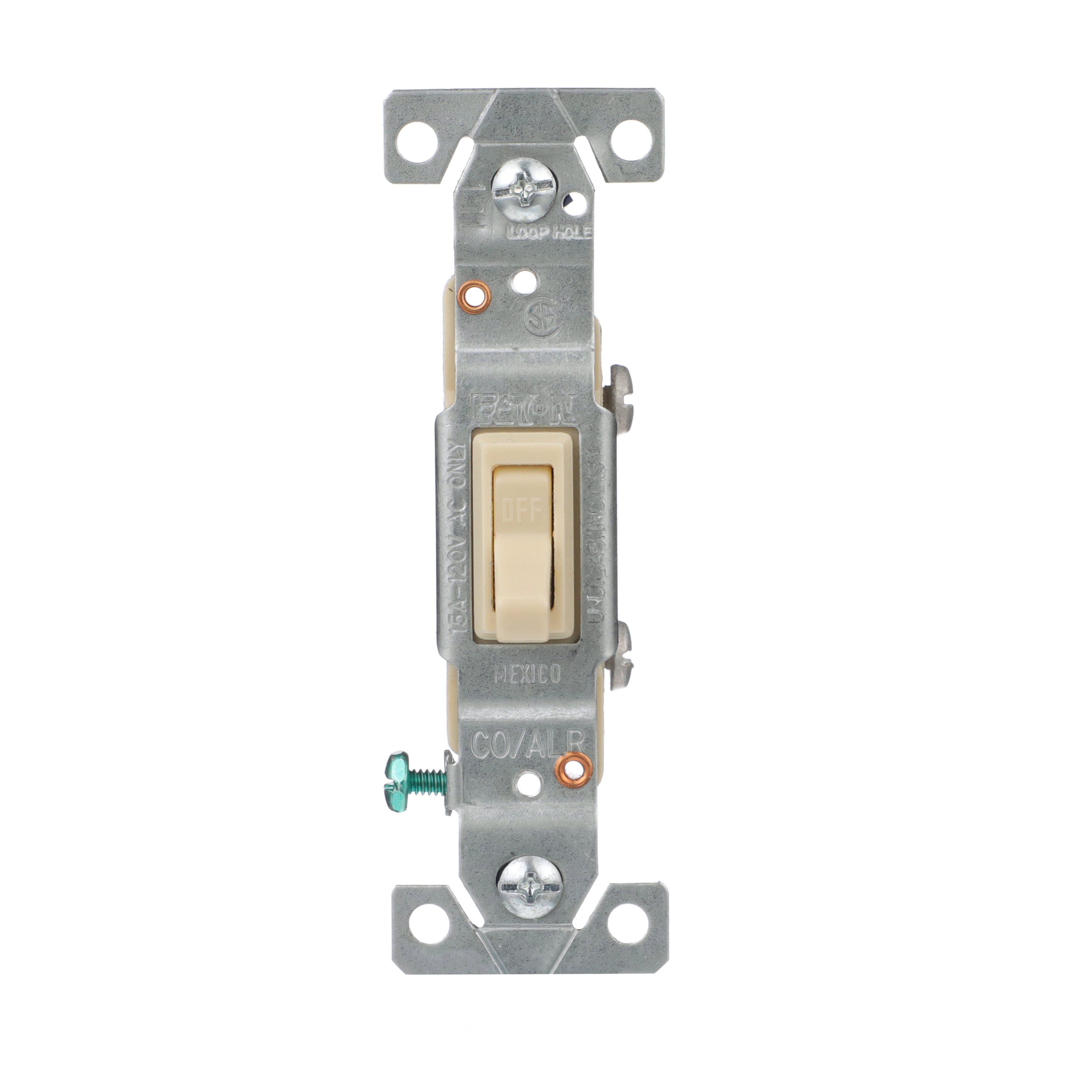 Eaton 5221-7V-SP-LW 15-amp Single-pole Toggle Light Switch , Ivory