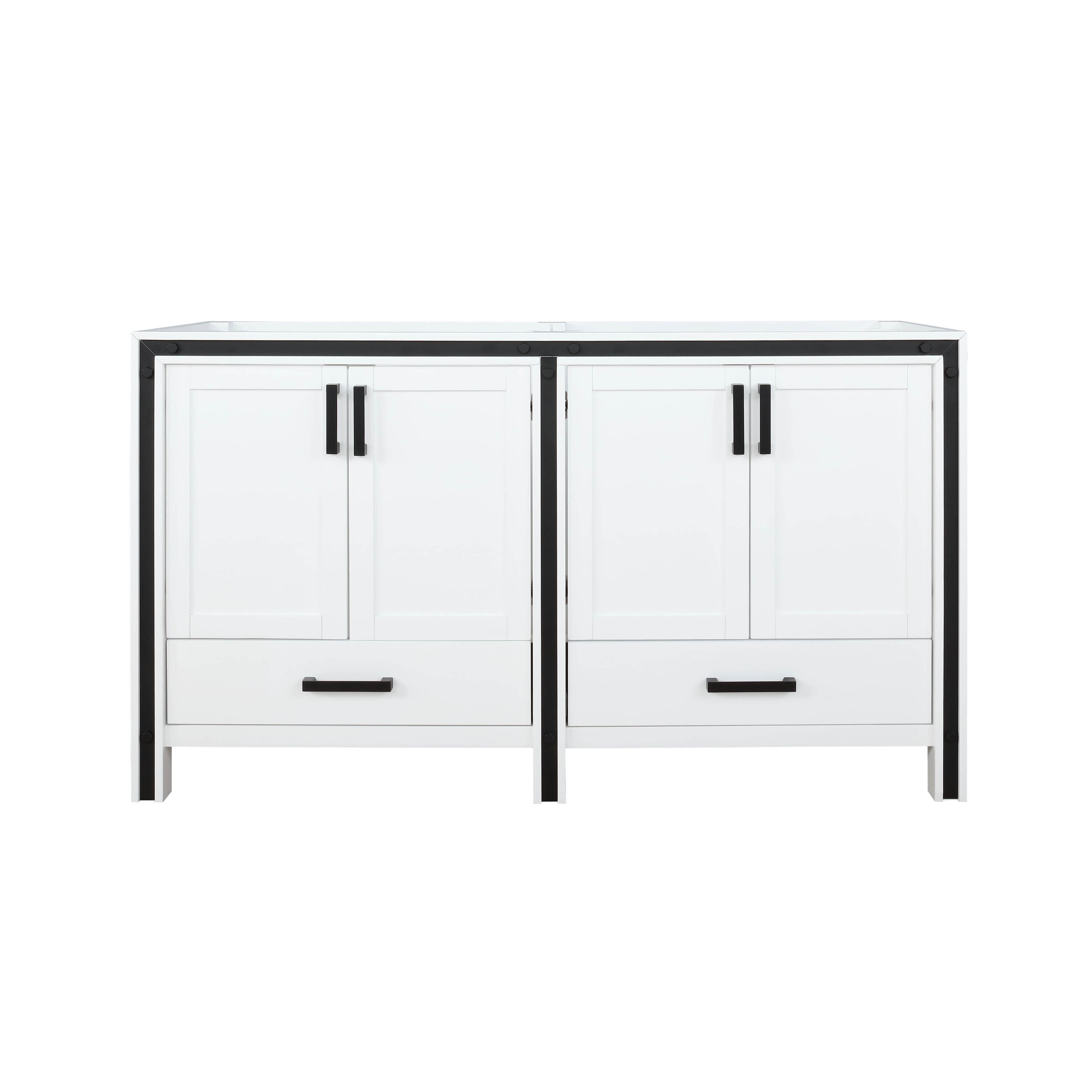 Ziva 60" White Freestanding Double Bathroom Vanity