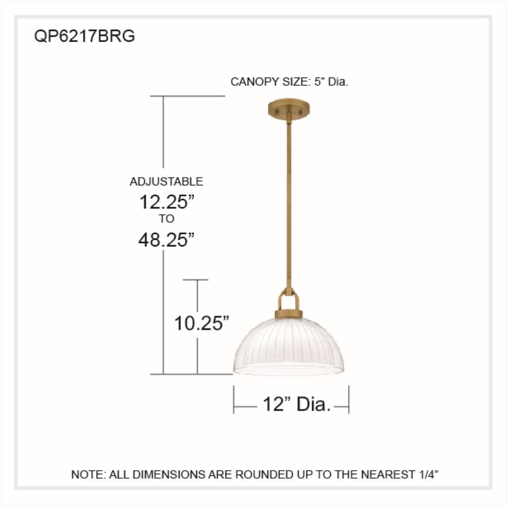 Jansen 12" Brushed Gold Pendant Light with Glass Shade