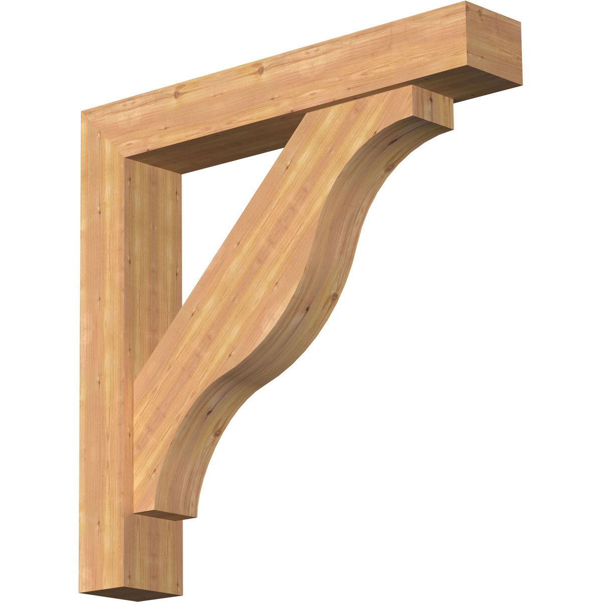 Ekena Millwork 1462403 Funston Block Smooth Bracket with Offset Brace 7-1/2-in x 44-in x 44-in Western red cedar Brown Wood Standard bracket