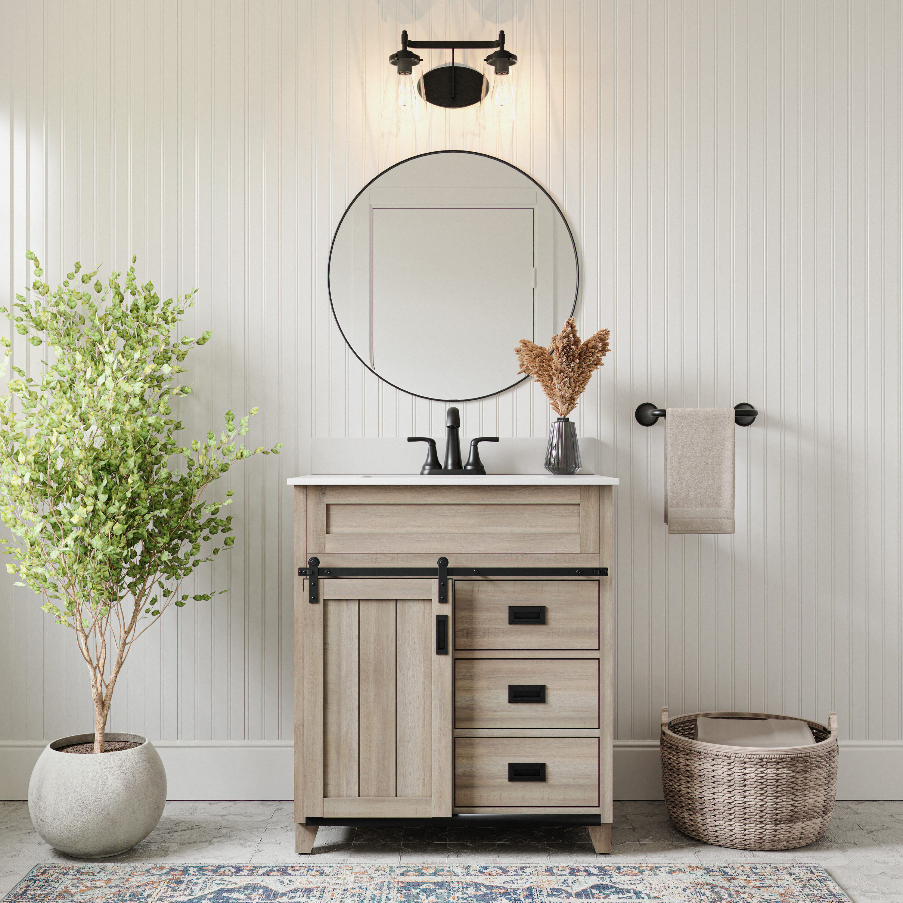 Style Selections  Morriston Light Brown Rustic/Farmhouse Vanity Bathroom Collection