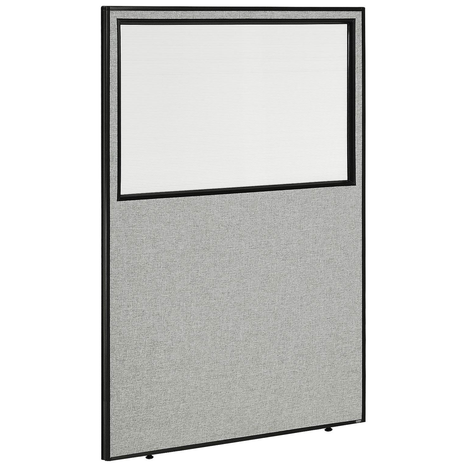 Global Industrial 694664WGY 48-14-inW x 72-inH Office Partition Panel with Partial Window Gray