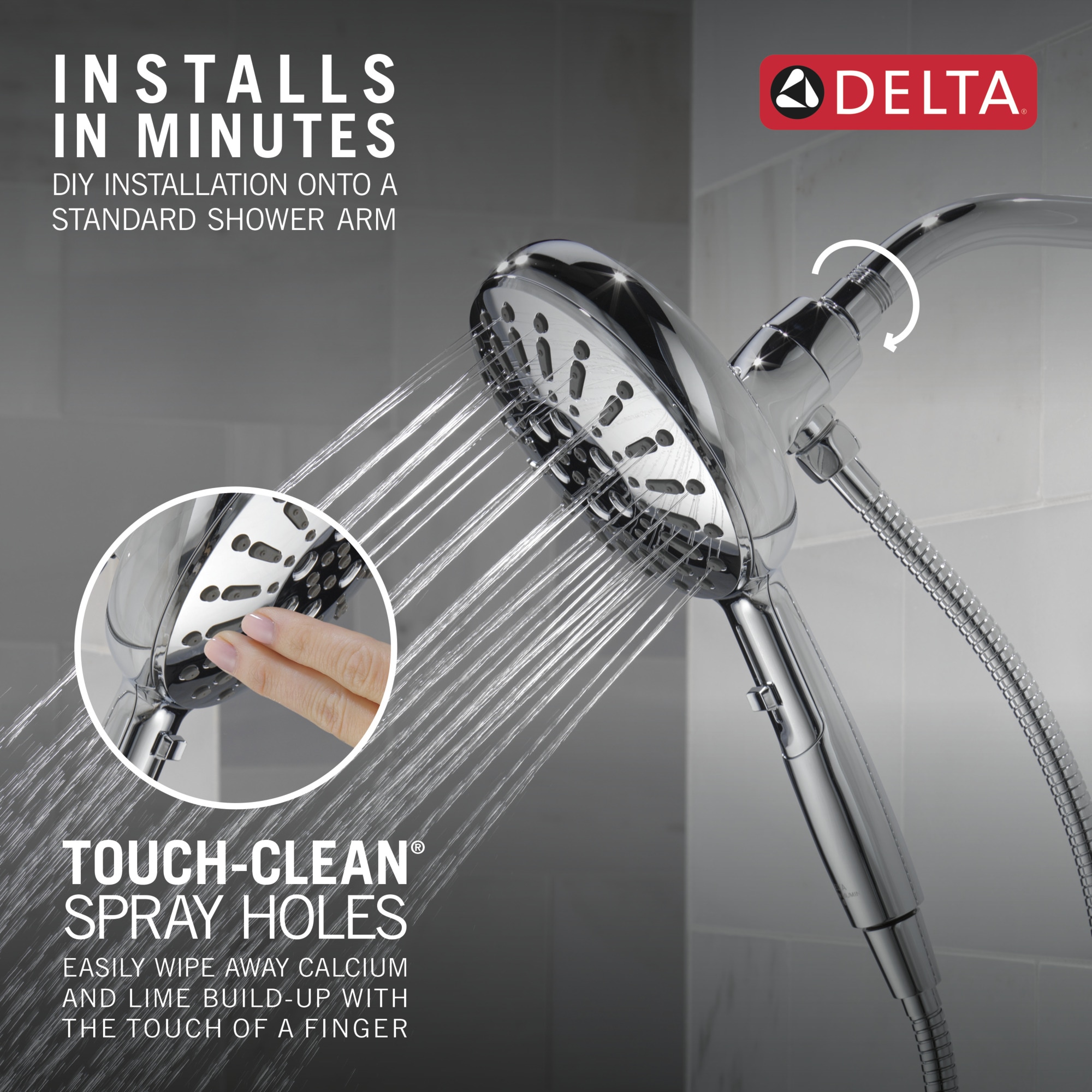 Delta Lumicoat Chrome Round Handheld Shower Head 1.75-GPM (6.6-LPM) in ...