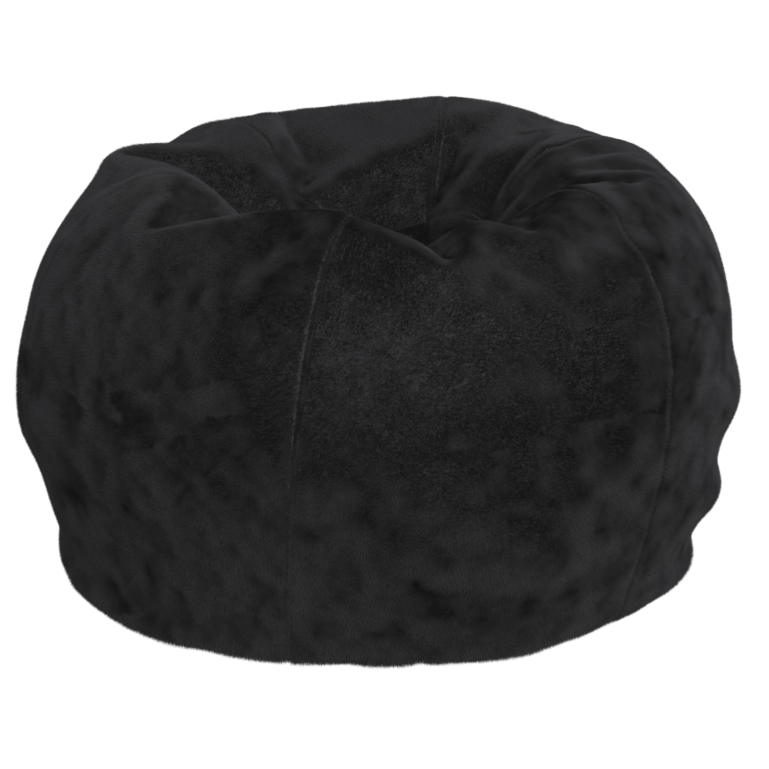 Flash Furniture 196861119590 Dillon Black Furry Bean Bag Chair