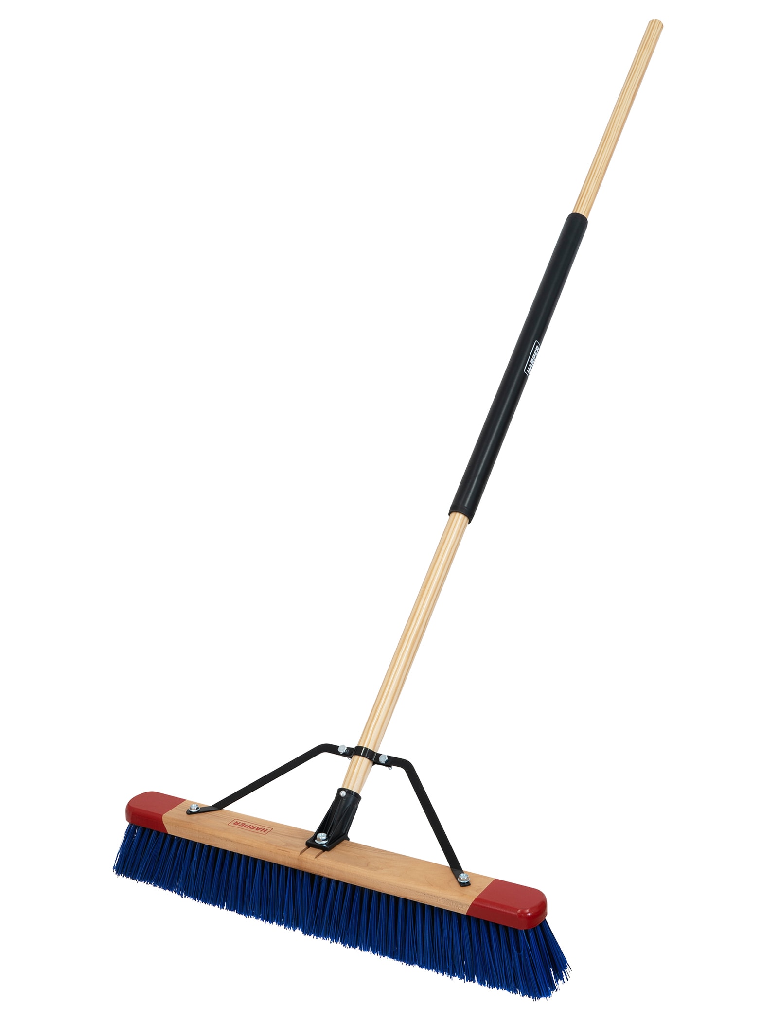 24 in. Smooth Surface Push Broom Head with 60 in. Wood Handle Combo