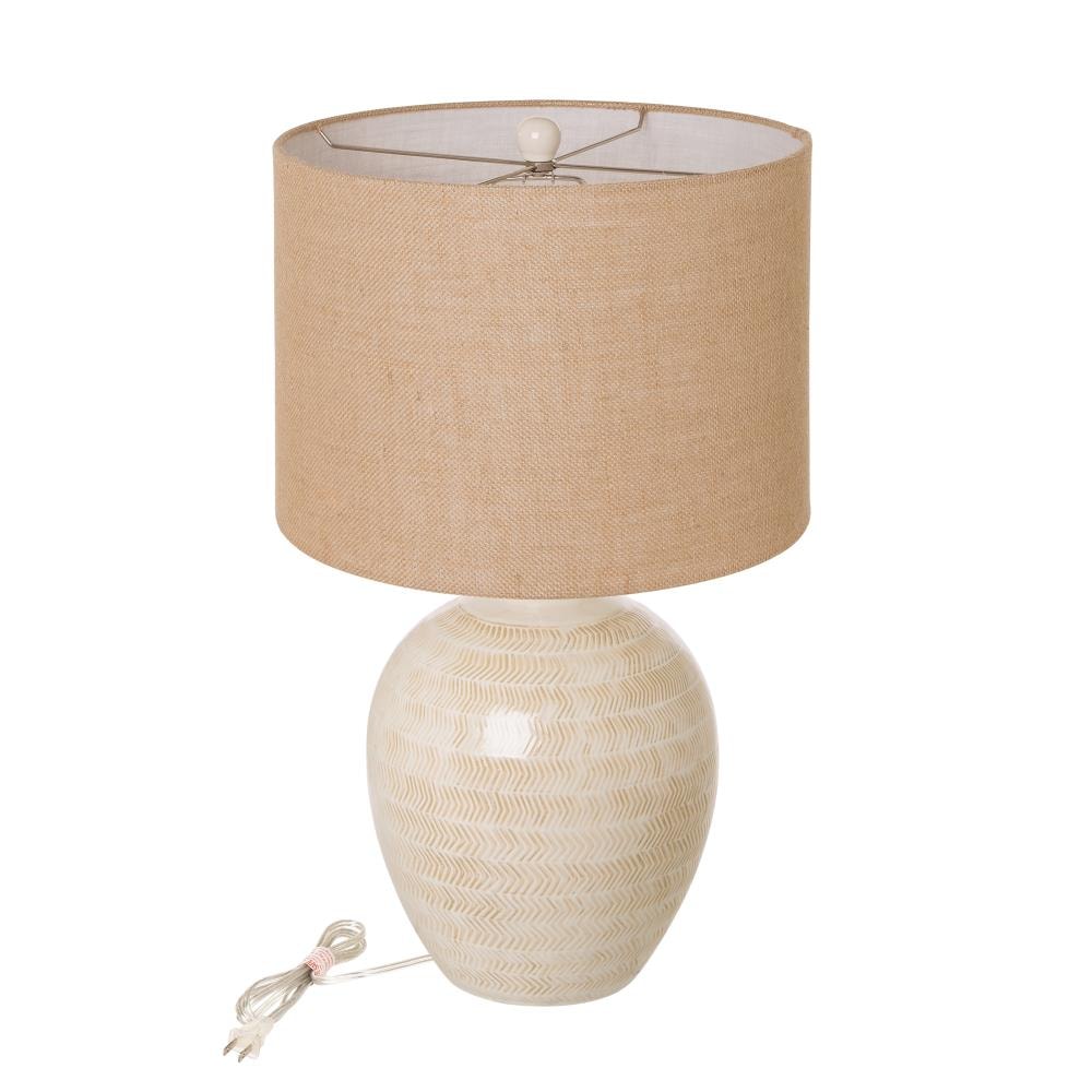 Glitzhome 1517203171 25.5-in Cream 3-way Table Lamp with Burlap Shade