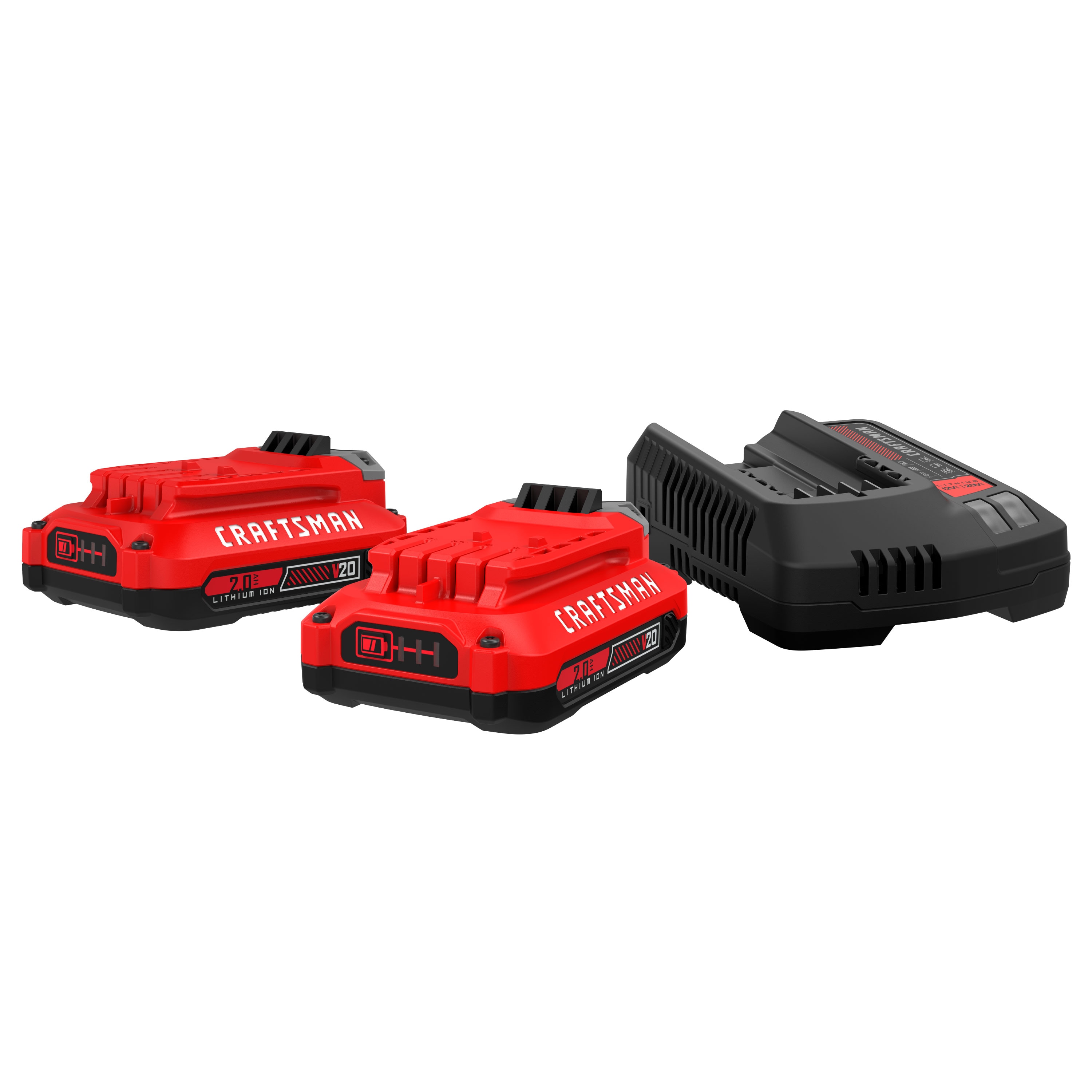 CRAFTSMAN V20 20-Volt 2-Pack 2 Amp-Hour; 2 Amp-Hour Lithium Power Tool  Battery Kit (Charger Included) in the Power Tool Batteries & Chargers  department at 